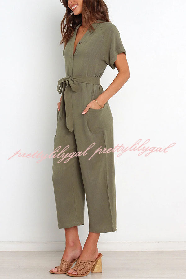 Stylish Women's Pocketed Button-Up Straight Leg Jumpsuit | Casual & Office Wear | Perfect for Work, Travel & Everyday Outfits