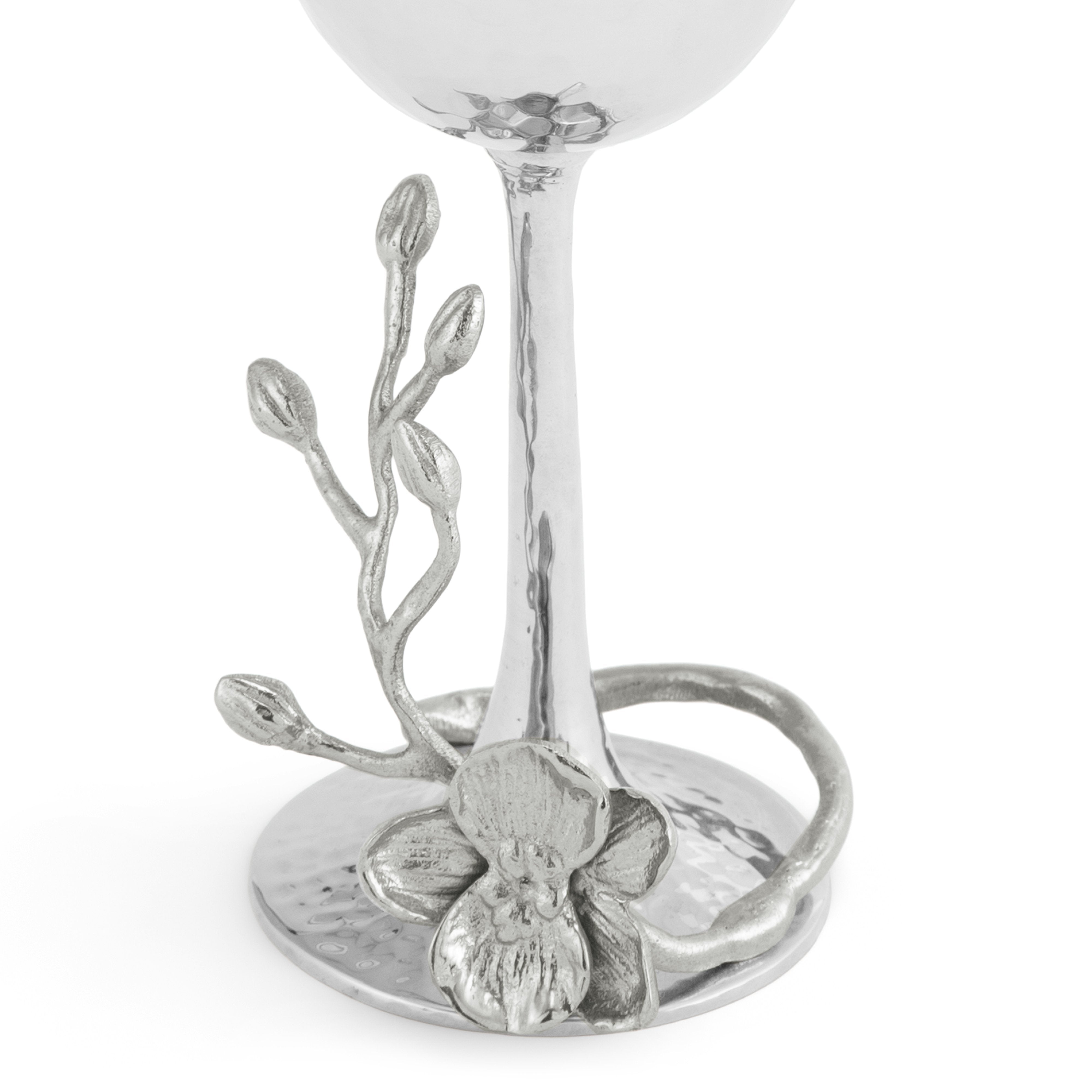 Elegant White Orchid Kiddush Cup - Handcrafted Jewish Communion Wine Goblet for Shabbat, Passover & Holidays - Perfect for Religious Ceremonies & Home Decor