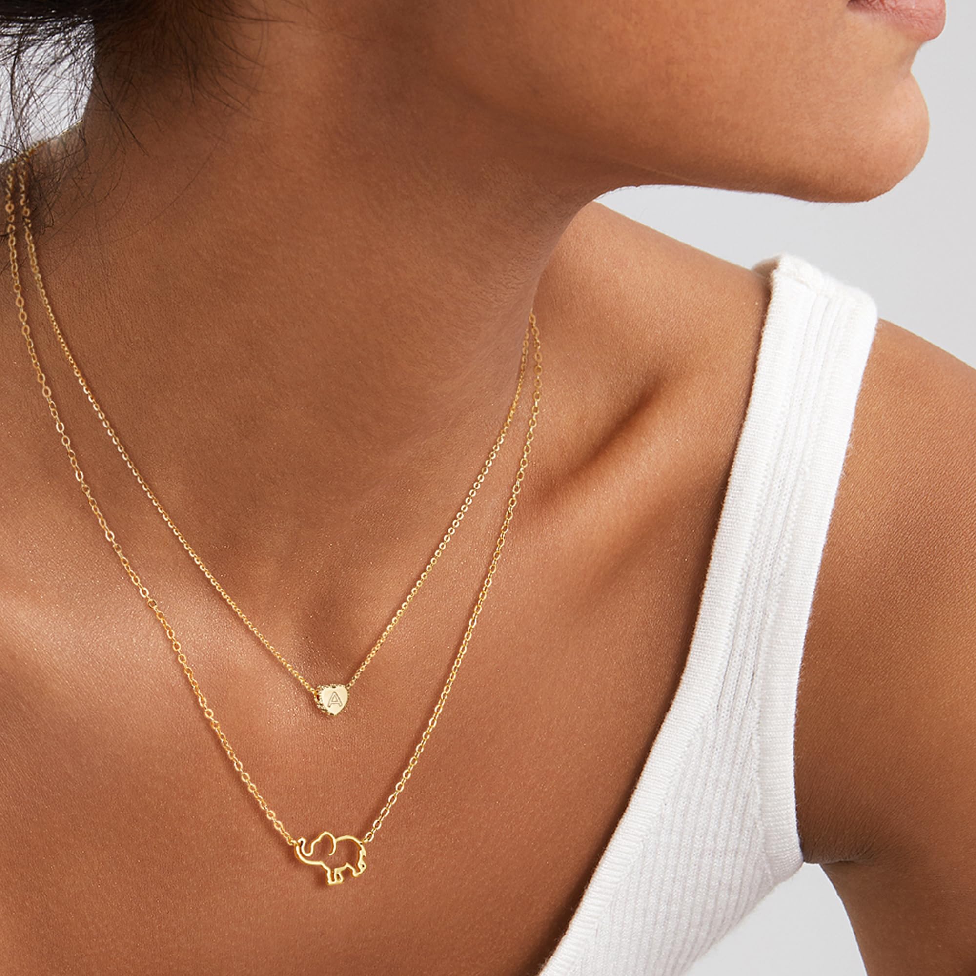 14K Gold Plated Tiny Initial Heart Necklace - Handmade Dainty Letter Pendant Necklace for Women | Valentine's Gift, Anniversary Present, Everyday Elegant Jewelry