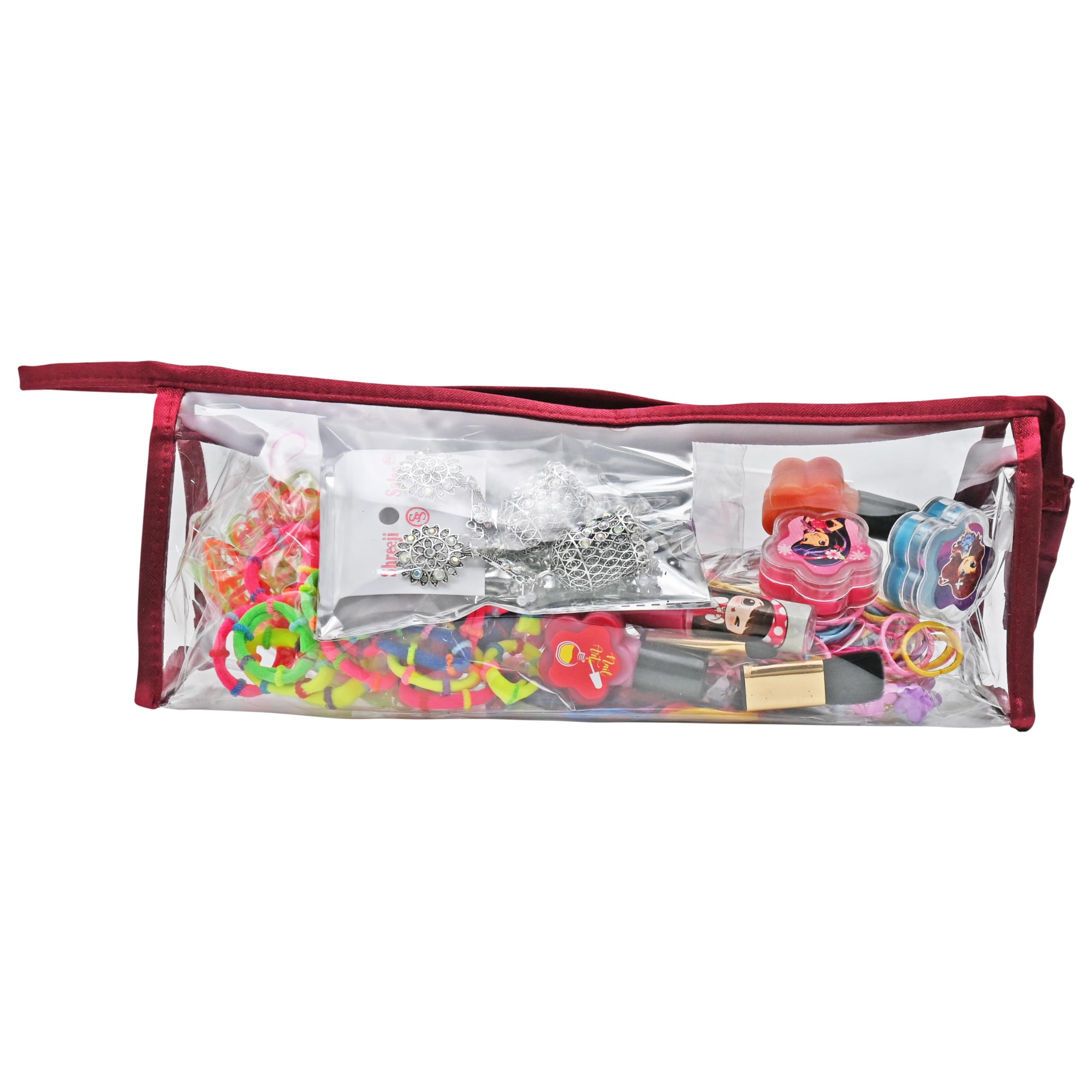 **Maroon Large Capacity Transparent Makeup Pouch - Waterproof Cosmetic Bag, Travel Toiletry Organizer for Women & Men | Perfect for Travel, Gym, Beach & Daily Use**