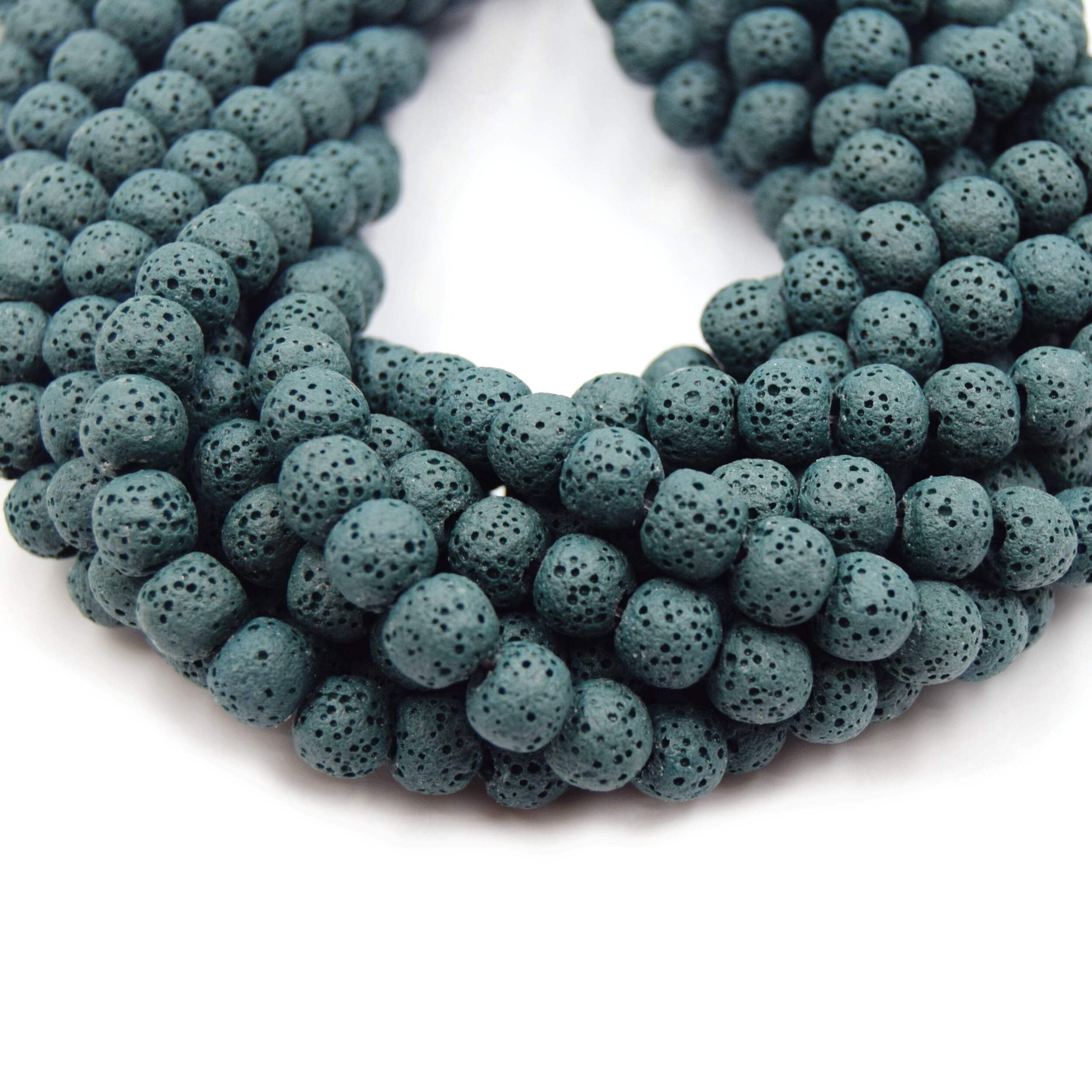 Lava Beads for Essential Oils - 10mm Dark Teal Round Aromatherapy Diffuser Beads - Perfect for Jewelry Making, DIY Bracelets & Home Fragrance