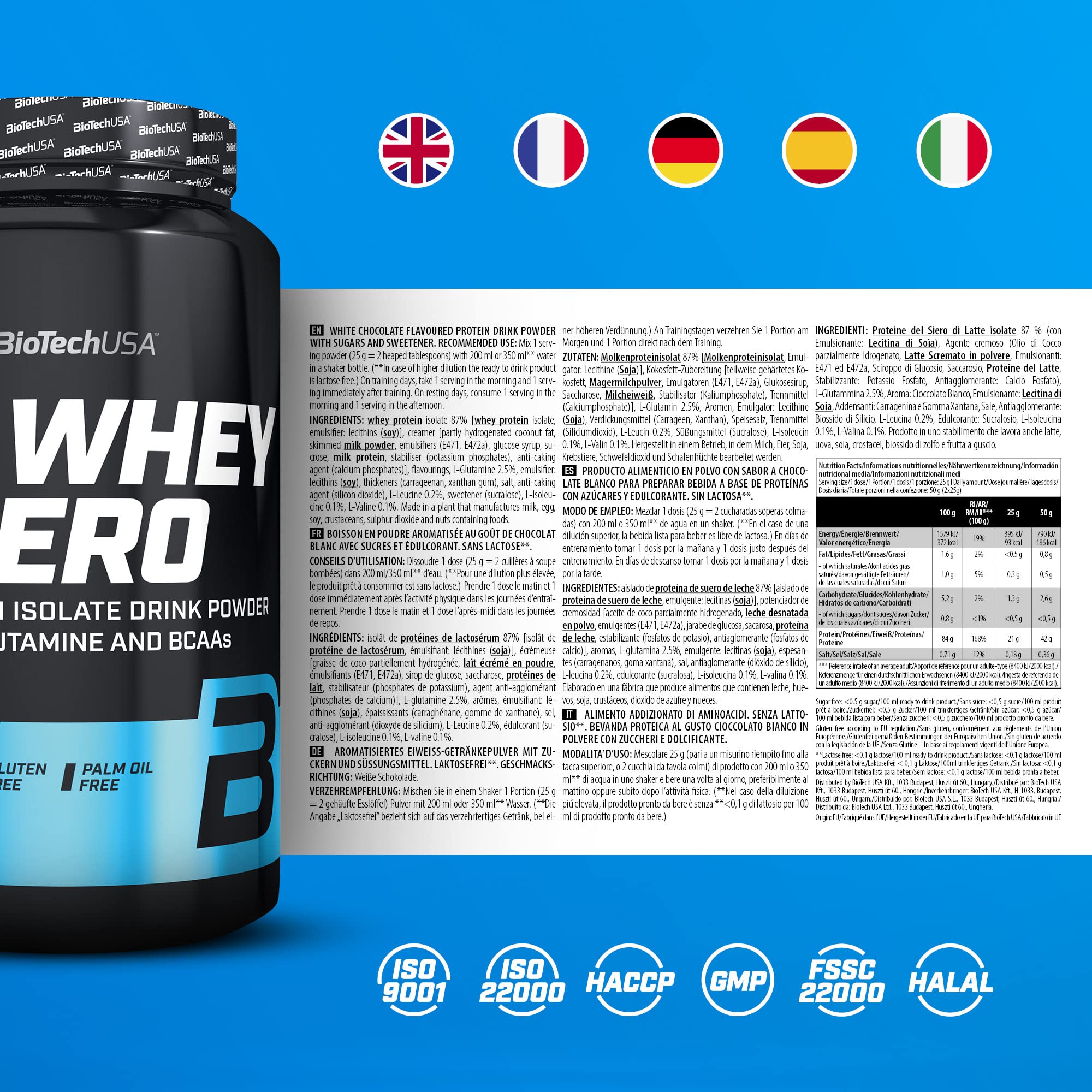BioTechUSA Iso Whey Zero 908g - Premium Zero Carb Whey Protein Powder for Muscle Recovery & Growth - Ideal for Post-Workout, Gym & Fitness Enthusiasts