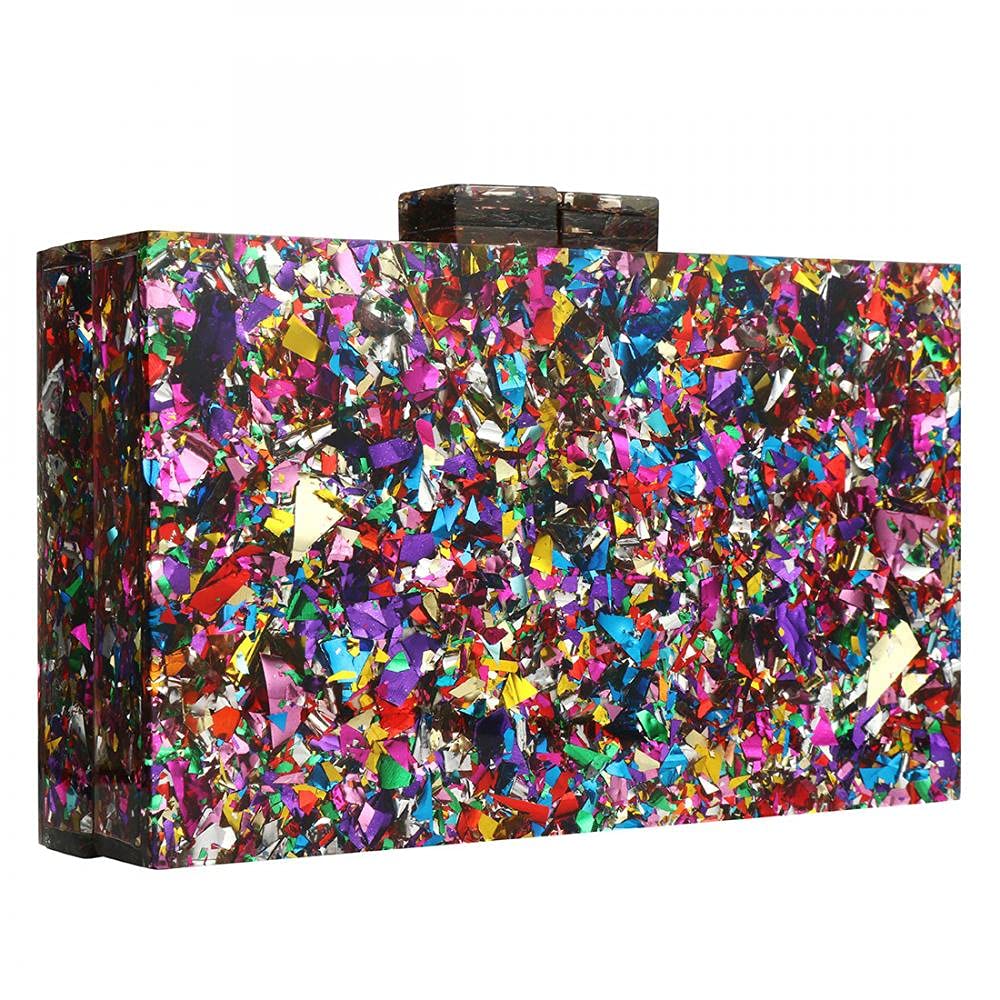 Elegant Acrylic Evening Clutch Purse for Women - Multicolor Cocktail Party Handbag, Prom Banquet Clutch | Perfect for Weddings, Galas & Formal Events