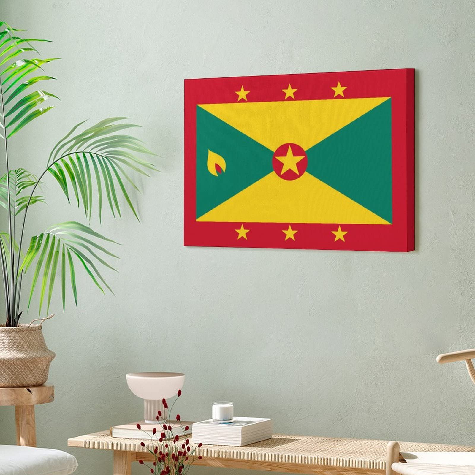 Grenada Flag Print Canvas Wall Art - Custom Bathroom Decor for Home, Living Room, Office & Restaurant | Tropical Island Themed Wall Hanging Picture