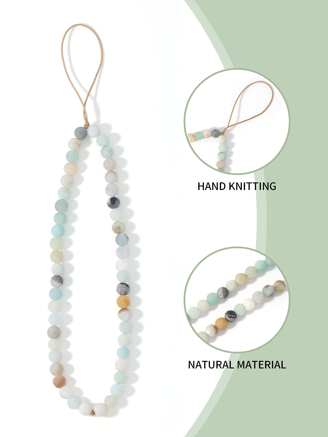 Handmade Natural Gemstone Phone Lanyard - Semi-Precious Beaded Wrist Strap & Phone Charm for iPhone Samsung | Boho Jewelry, Gift for Women, Office & Festival Accessory