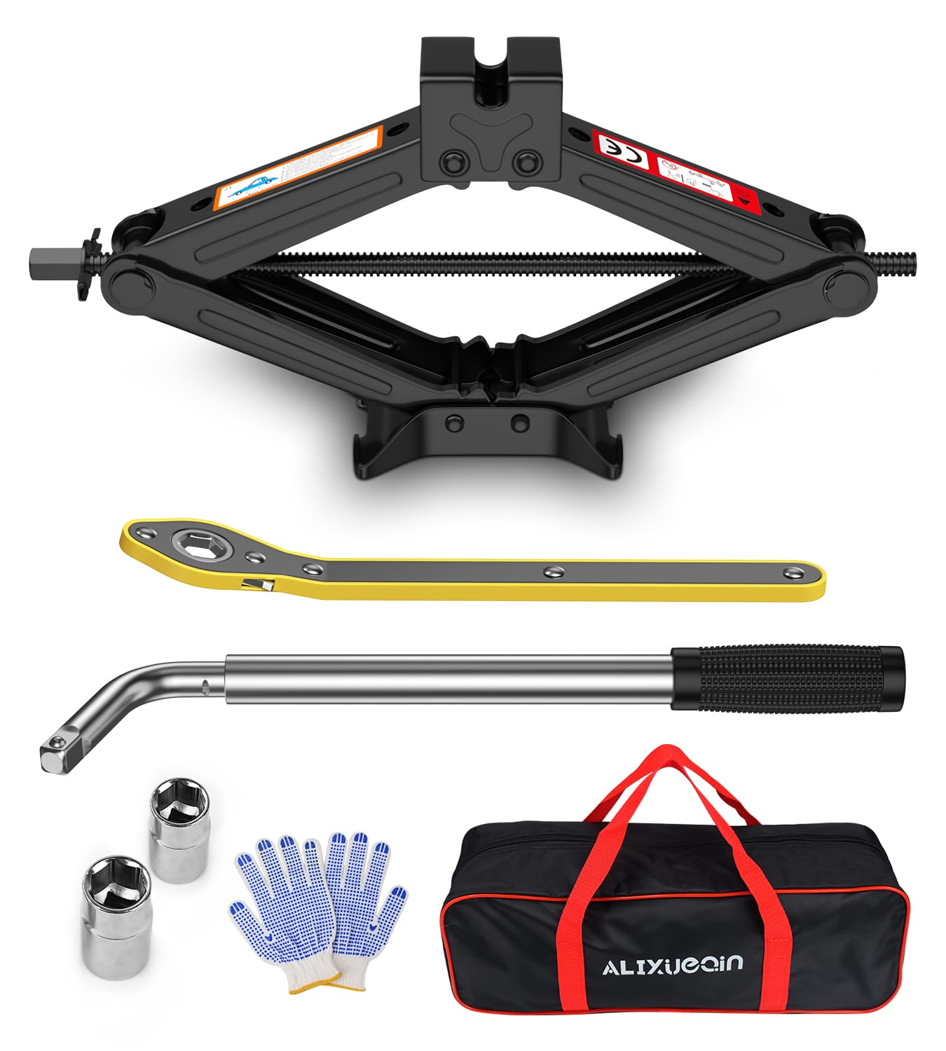 2 Ton (4409 lbs) Car Jack Kit - Heavy Duty Scissor Jack with Lug Wrench for Sedan, SUV & Truck - Emergency Tire Changing Tool for Roadside Assistance & Flat Tire Repair