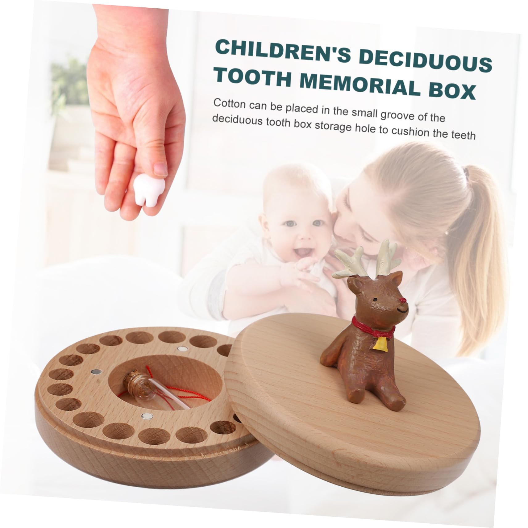Toyvian Wooden Baby Teeth Keepsake Box - First Tooth Memory Box for Kids, Safe & Durable Beechwood Material - Perfect for Storing Baby Teeth, Hair Locks & Milestone Memories