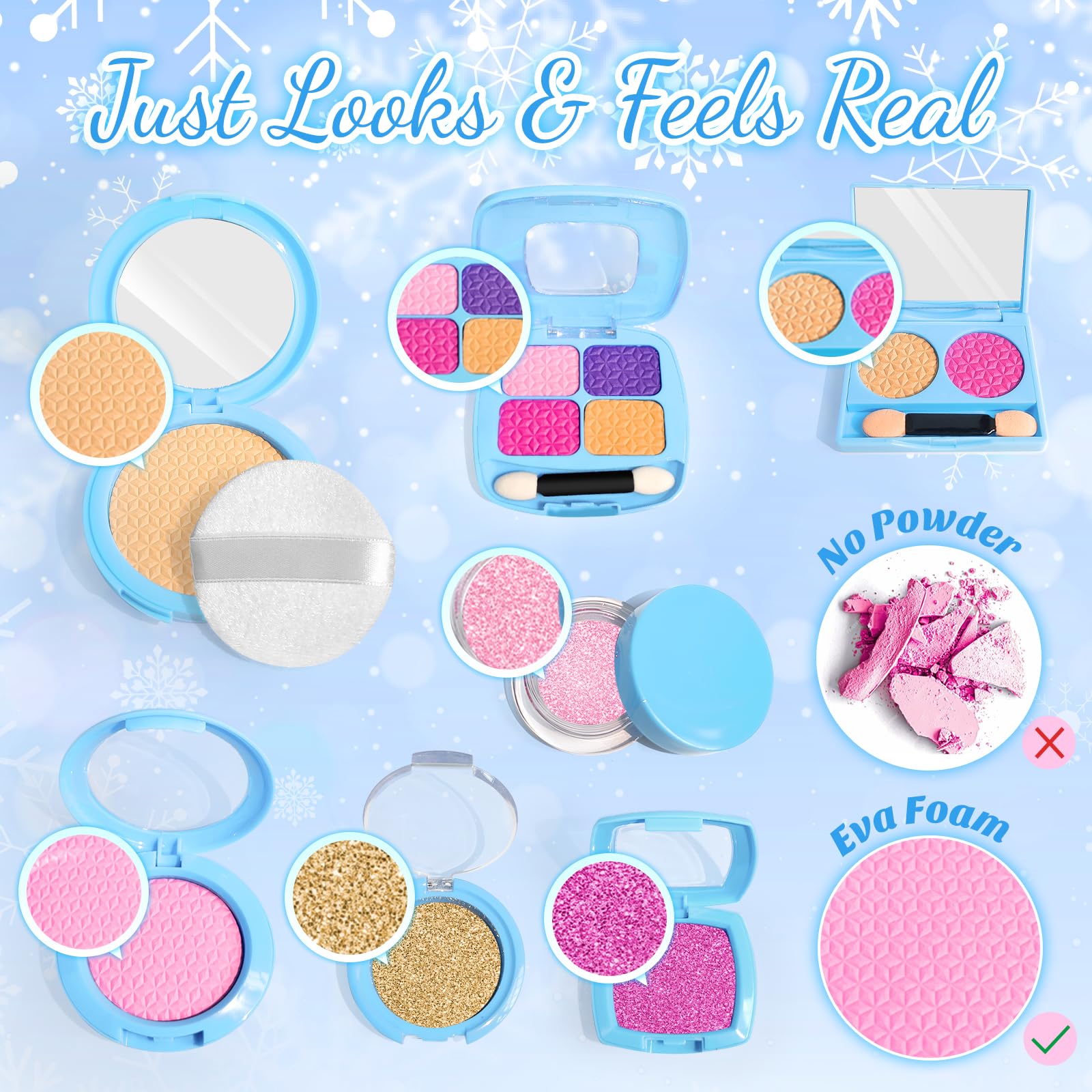 INNOCHEER Pretend Makeup Toy Set for Kids Ages 3-7 - Frozen Themed Play Makeup Kit for Toddlers & Girls (Non-Toxic, Not Real Makeup) - Perfect Birthday Gift & Role Play Dress Up Accessories for Preschoolers