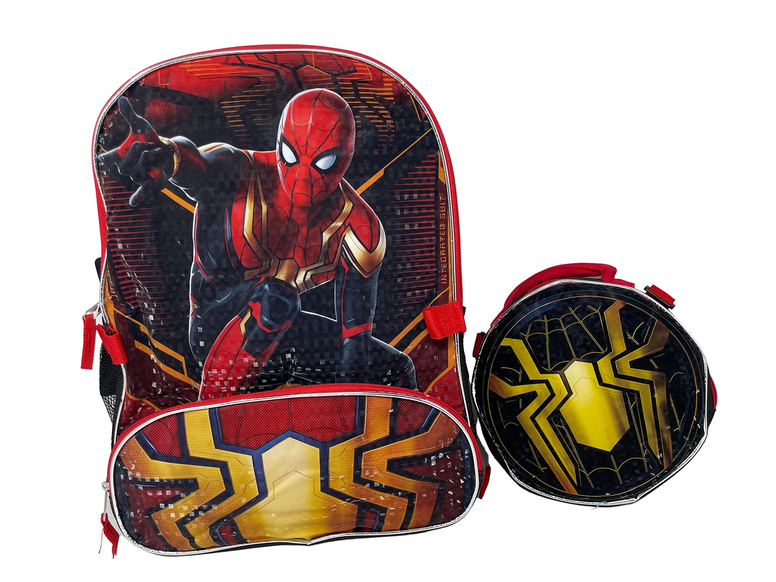 Spider-Man Movie Themed 16-Inch Backpack with Matching Lunch Box - Perfect for School, Travel & Superhero Fans