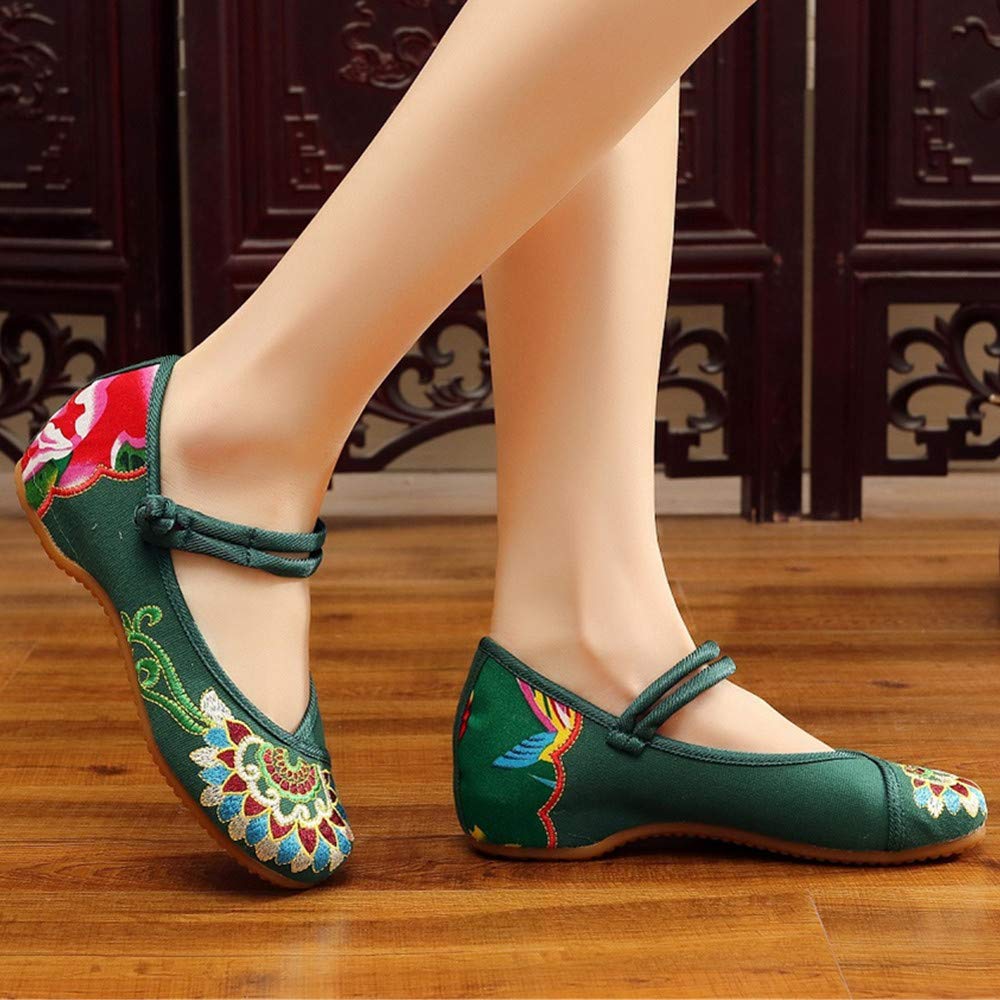 BININBOX Women's Floral Embroidered Loafers - Comfortable Black Mary Jane Ballet Flats with Round Toe | Handmade Casual Shoes for Work, Walking & Everyday Wear