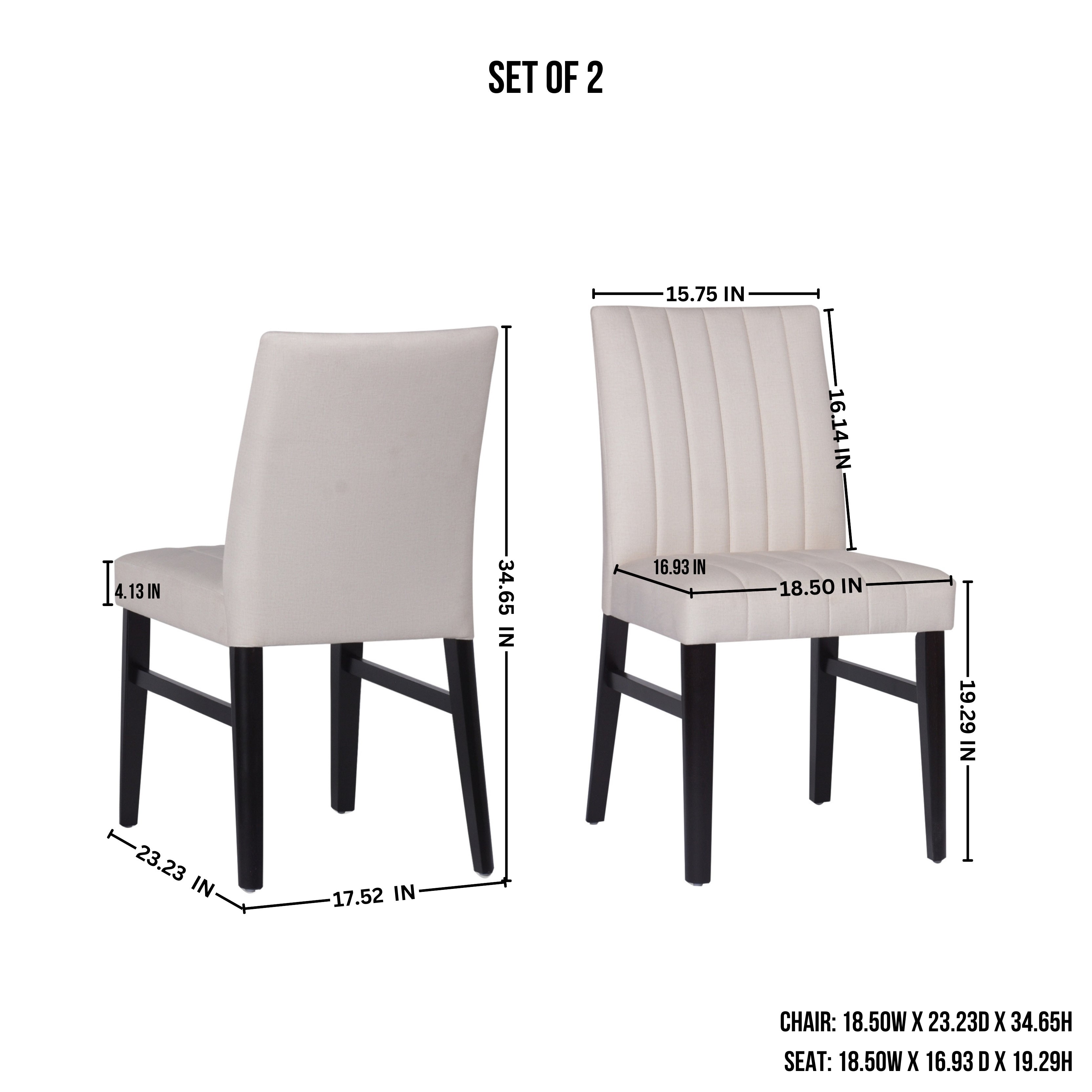 Roundhill Furniture Wendell Contemporary Upholstered Dining Chairs Set of 2 - Modern Kitchen & Dining Room Seating for Home & Restaurant Use