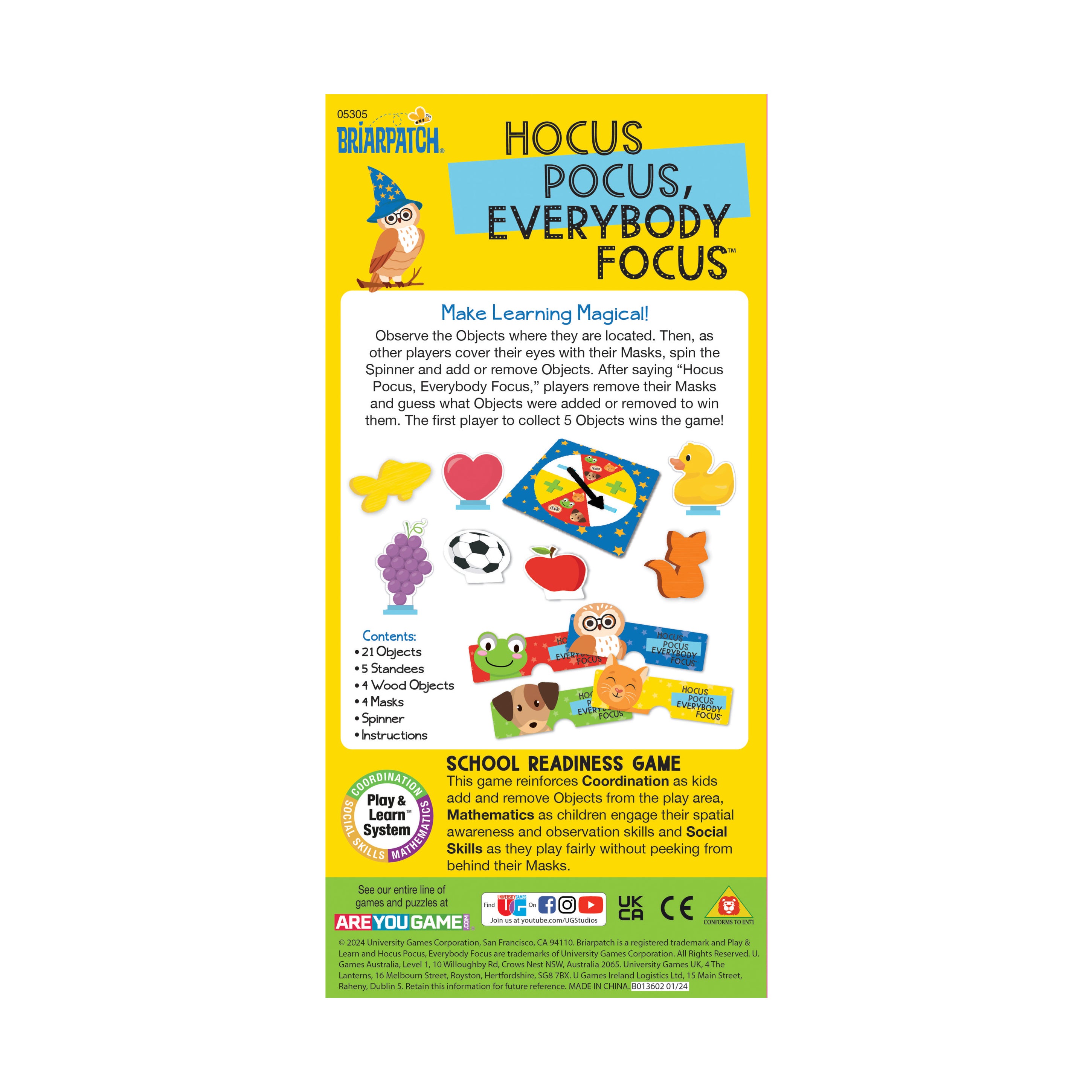 Briarpatch Hocus Pocus Everybody Focus Game - Fun Educational Board Game for Kids Ages 4-8 - Perfect for Preschool Learning, Family Game Night & Classroom Activities