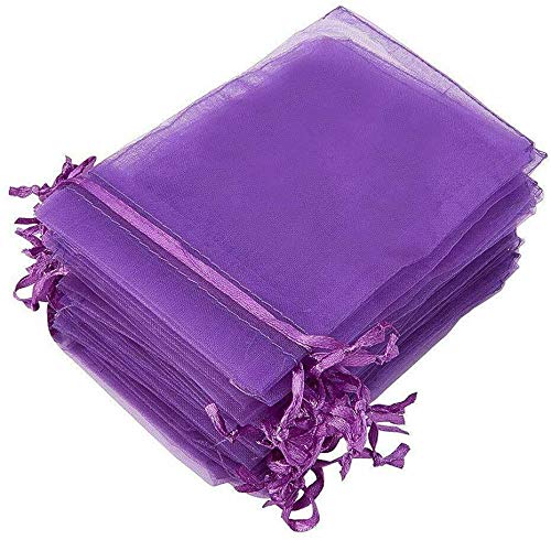 50 Pack Sheer Coral Organza Gift Bags - Elegant Jewelry Pouches for Wedding Favors, Party Decor & Special Occasions | Perfect for Bridal Showers, Birthday Gifts & Jewelry Storage
