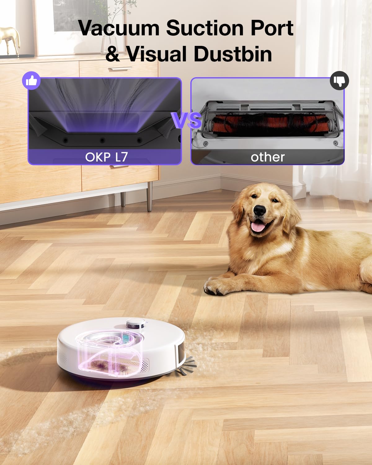 OKP L7 Robot Vacuum and Mop Combo - 6000Pa Strong Suction, LiDAR Navigation & 3D Mapping for Hard Floors & Pet Hair - Smart No-Go Zones, WiFi/App/Alexa Control - Perfect for Homes with Pets and Hardwood Floors