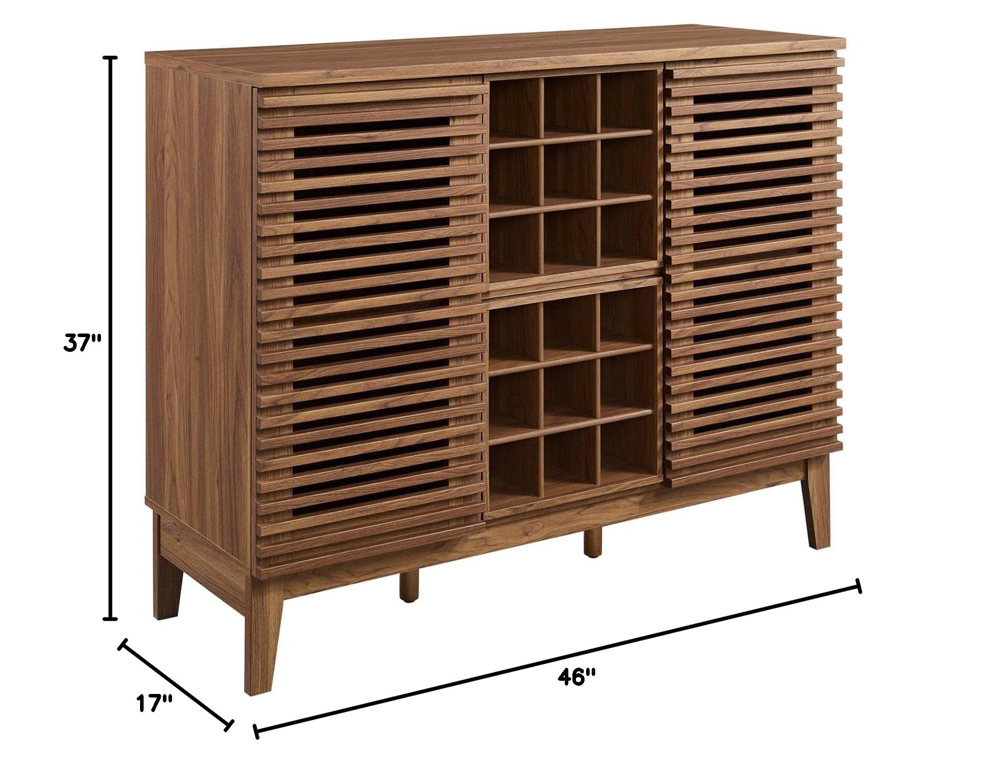Modway Render Mid-Century Modern Wine Bar Cabinet - Walnut Finish, 17