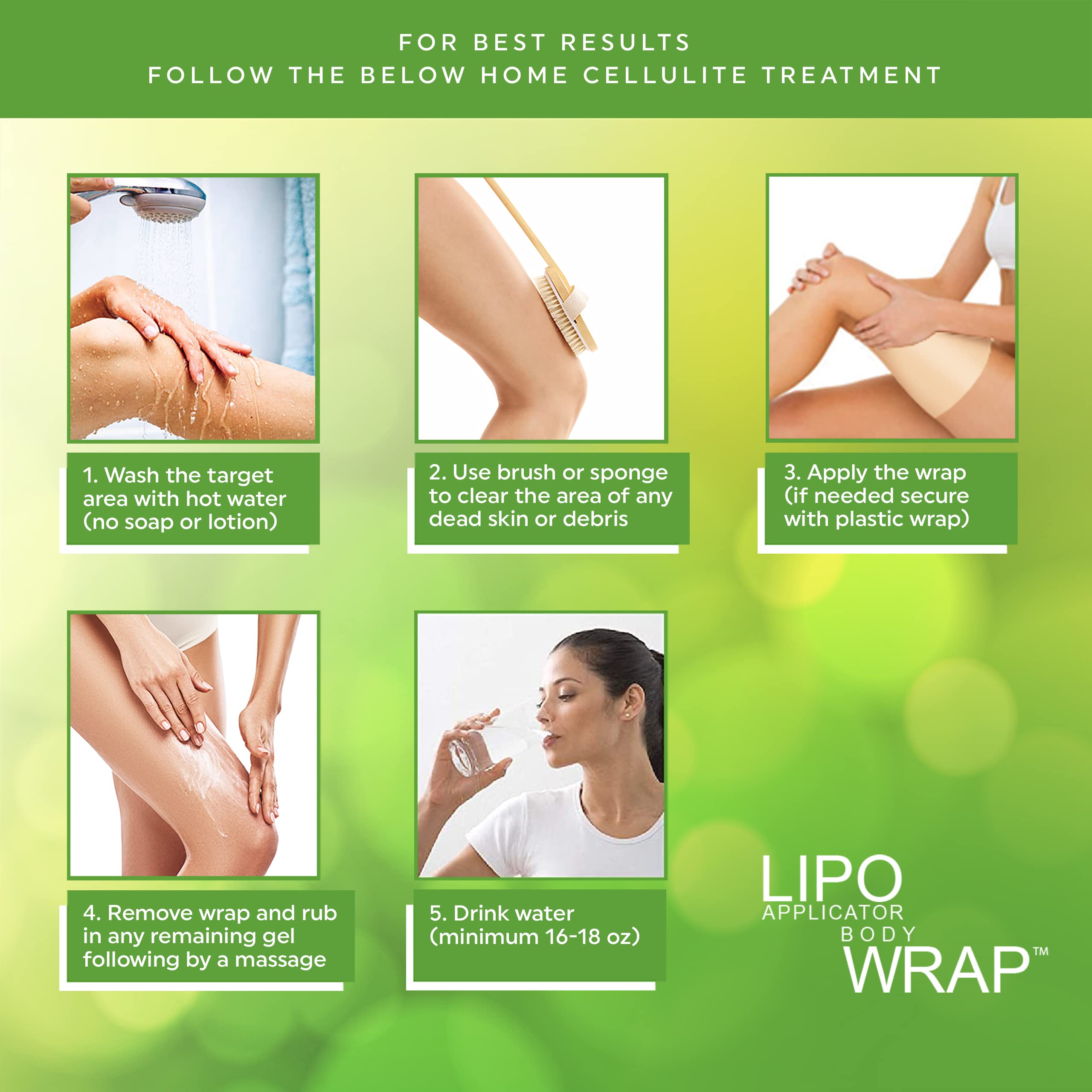 Guarana Green Tea Seaweed Body Wrap for Stomach, Belly, Legs & Arms - Slimming Detox Treatment (12 Wraps + Gel) | Perfect for Post-Workout Recovery & Spa Days