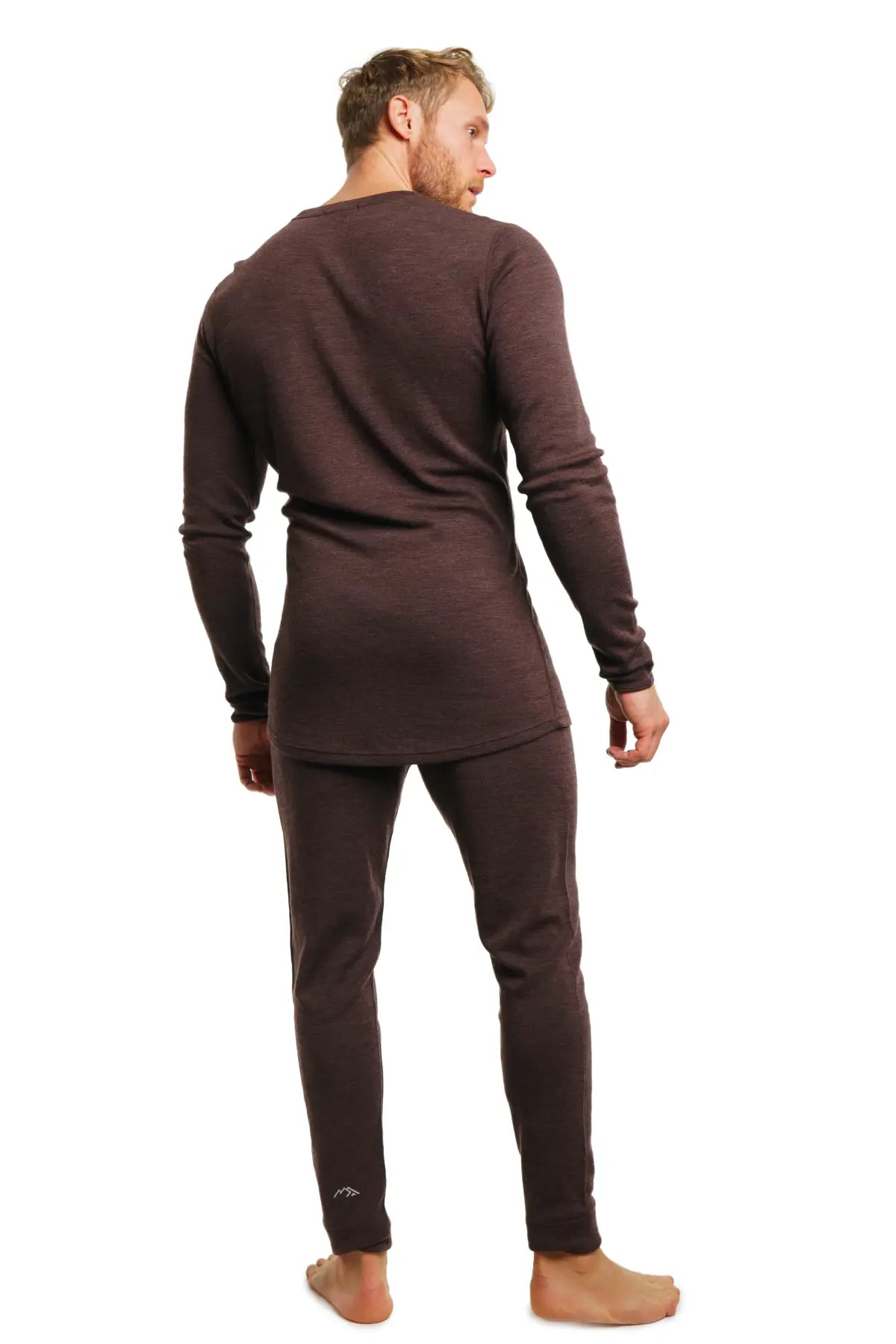 Premium Men's Merino Wool Thermal Underwear Set - 250g Midweight Base Layer for Cold Weather - Chocolate Brown - Ideal for Skiing, Hiking & Winter Outdoor Activities