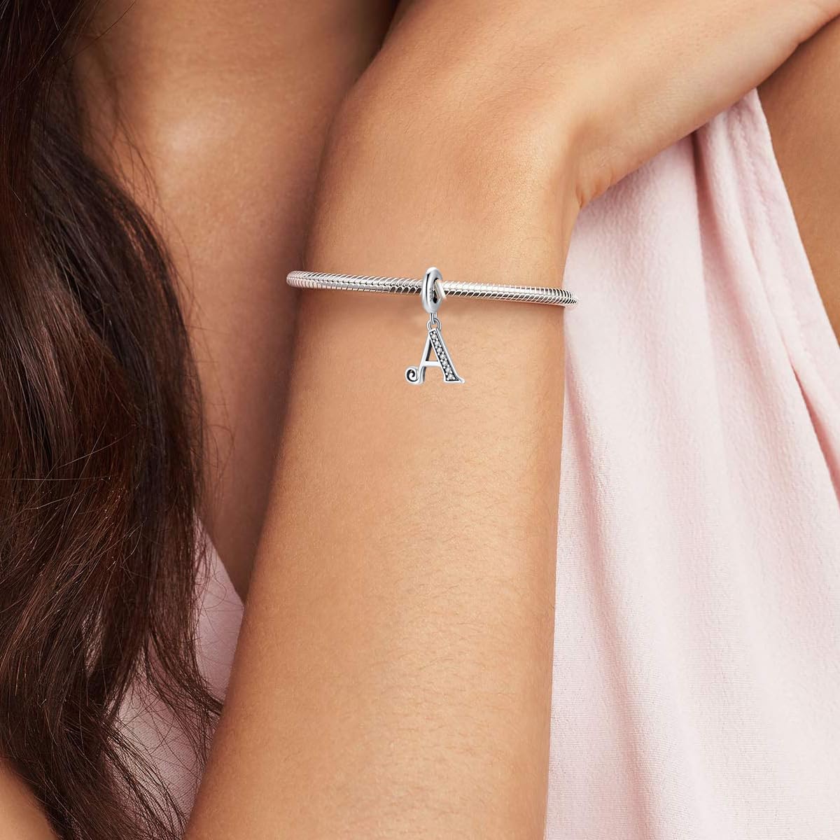 BETTY&SARAH 925 Sterling Silver Alphabet Initial Pendant Charms - Personalized Letter Charms for Bracelets & Necklaces - Women's Jewelry Gift for Birthday, Anniversary & Graduation