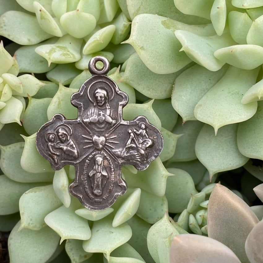 Vintage Sterling Silver Catholic Cross Pendant Necklace - Religious Jewelry for Women & Men, Perfect for Baptism, First Communion, Confirmation & Daily Wear