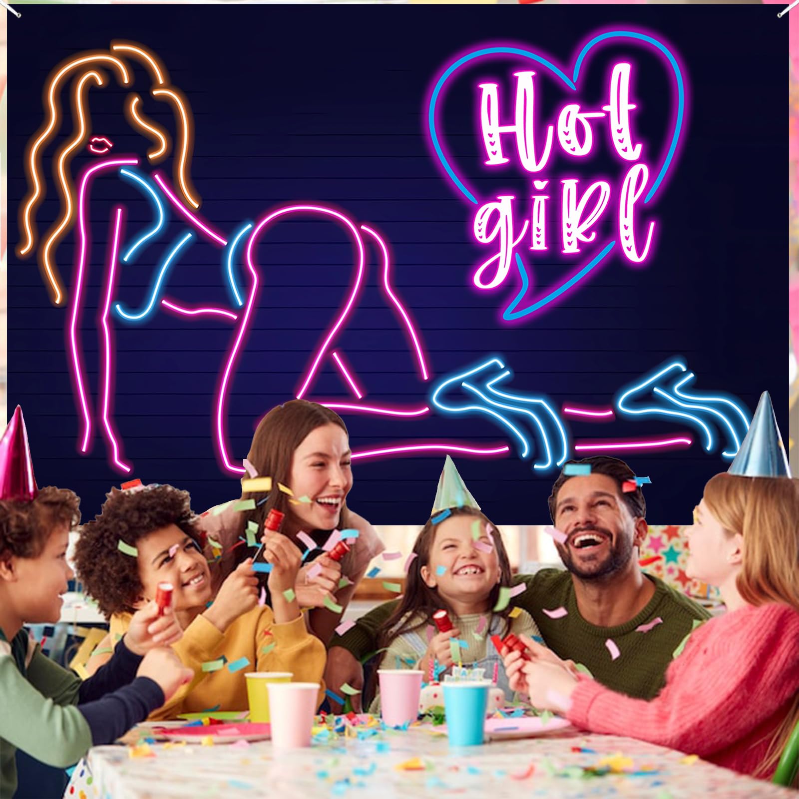 Sexy Neon Pole Dancing Backdrop - Bachelorette Party Decor, Bridal Shower, Birthday & P-Valley Theme Party Supplies - Photo Booth Props & Chair Dancing Decorations for Adult Nightlife Events
