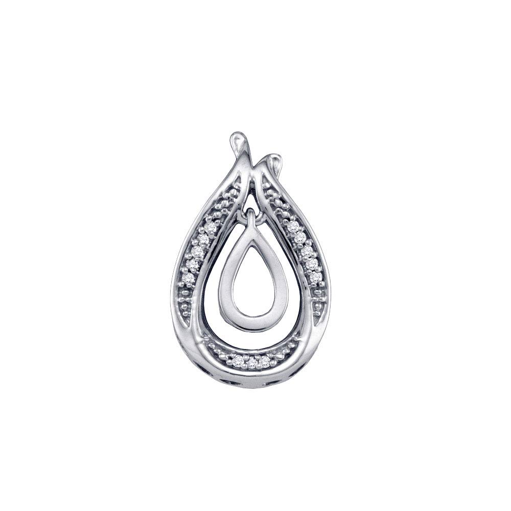 10K White Gold Round Diamond Teardrop Pendant for Women - 1/20 Cttw | Elegant Necklace for Valentine's Day, Anniversary & Special Occasion Gifts