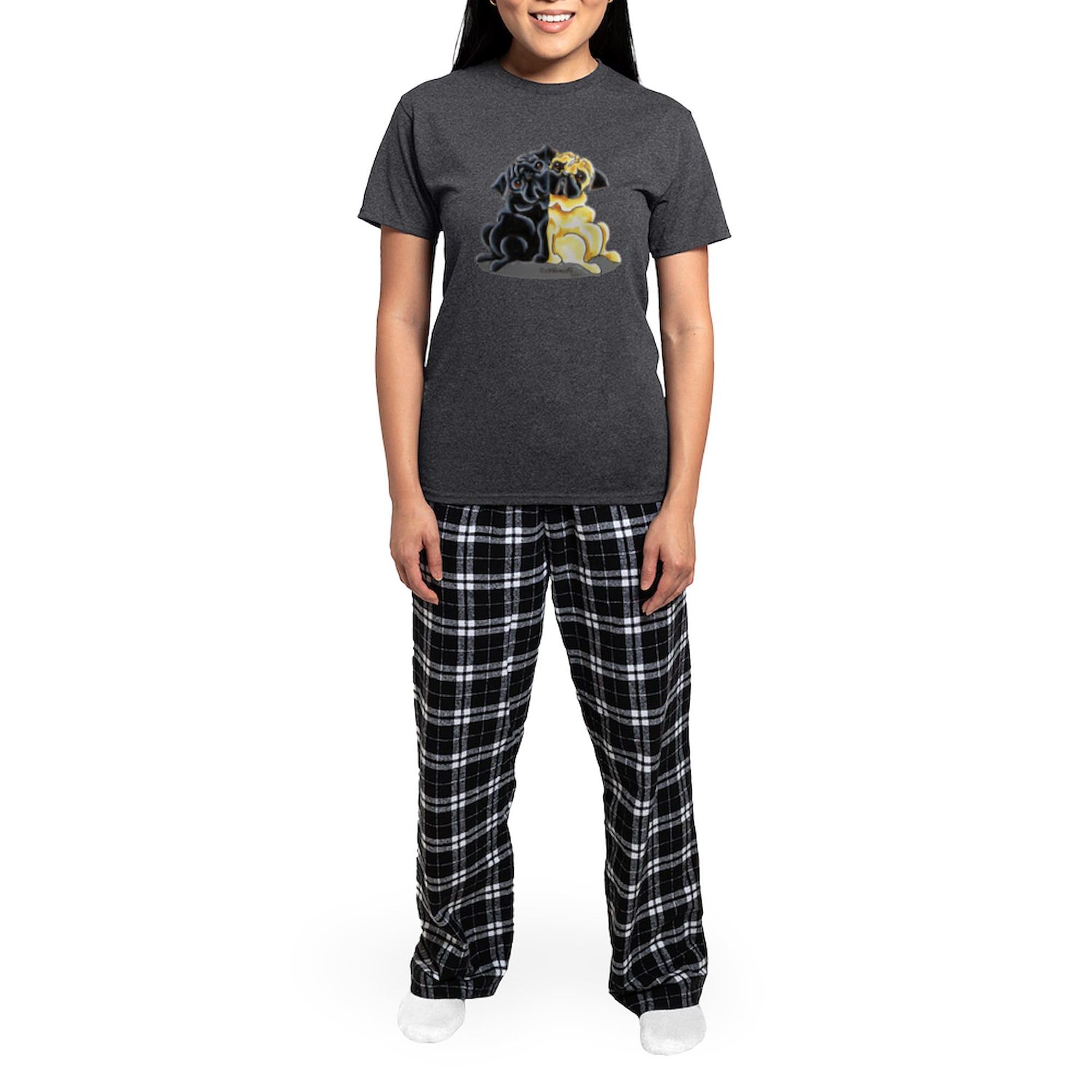 Black Fawn Pug Women's Charcoal Pajama Set - Cute Dog Print Sleepwear for Women | Cozy Lounge & Sleepwear for Dog Lovers