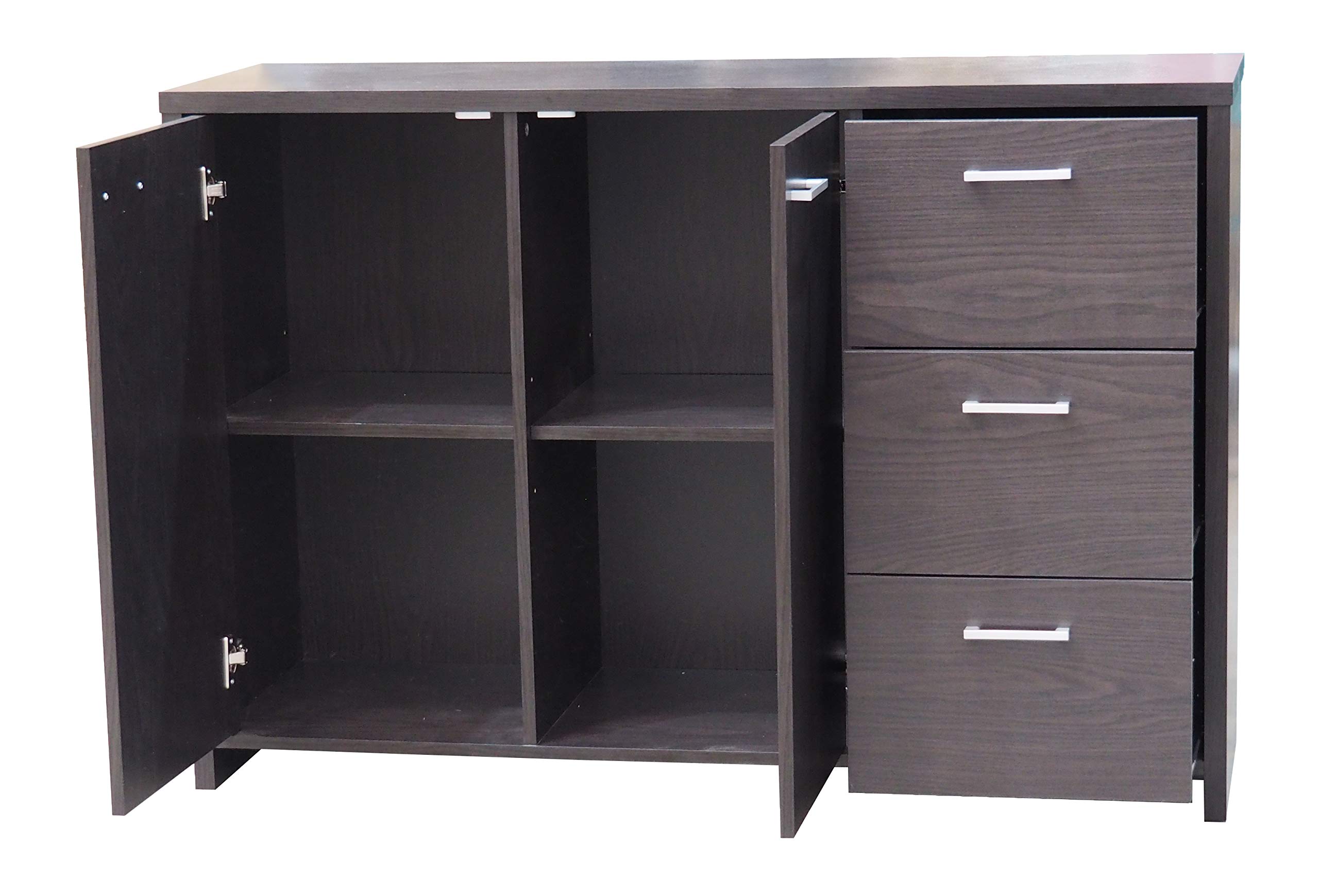 Kings Brand Solid Oak Sideboard Buffet Cabinet - Kitchen Dining Room Storage with Chocolate Finish | Entryway Buffet for Home Decor & Organization