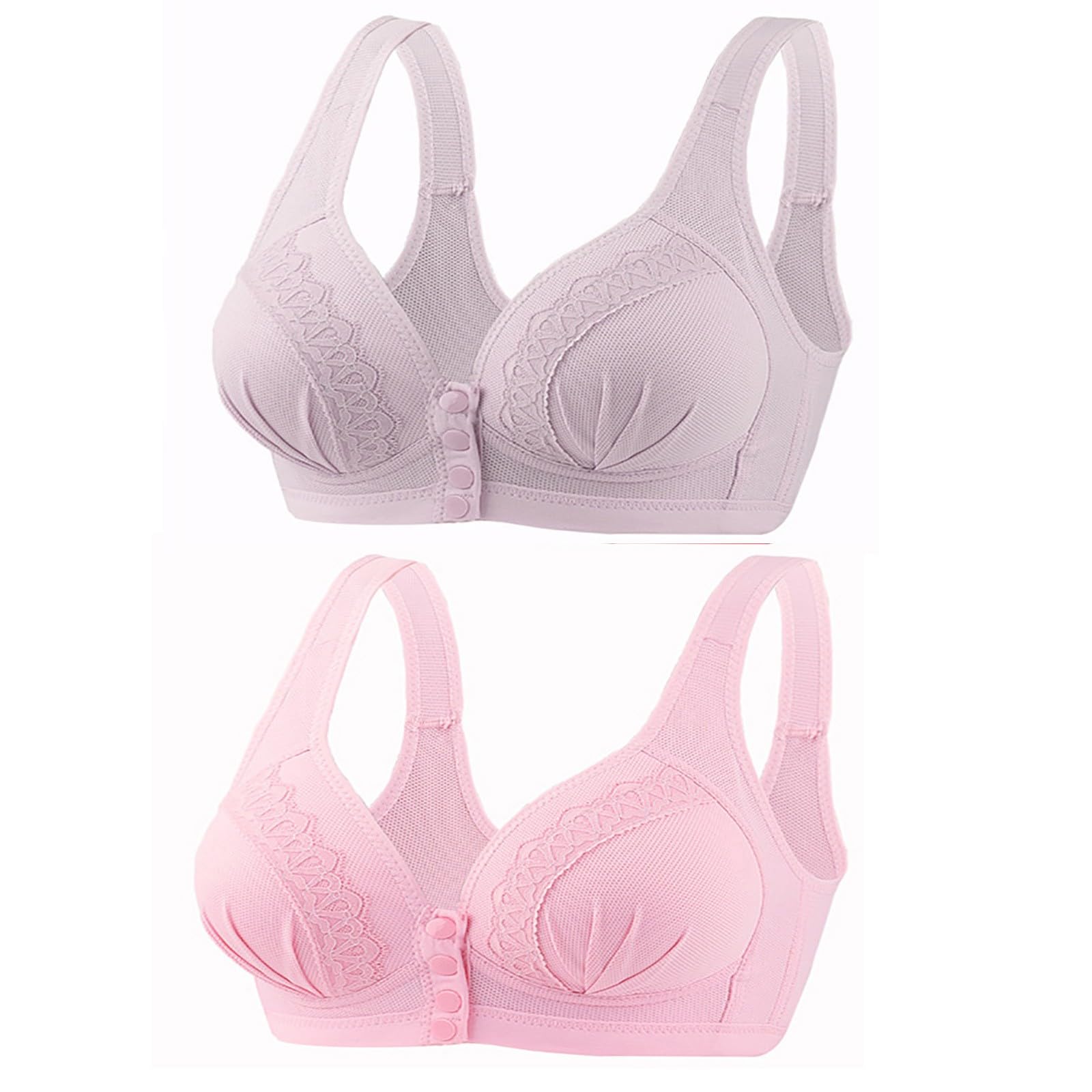 AMhomely 3PC Women's Front Closure Wireless Sports Bras - Soft Full Cup Push Up Yoga Running Lounge Bras for Workout, Gym & Everyday Wear