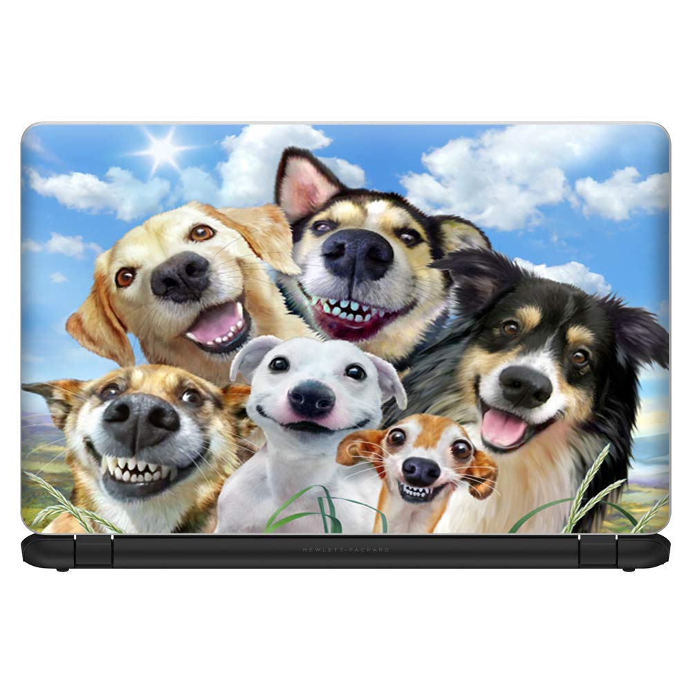 Custom 14-inch Selfie Dog Smile Laptop Skin Vinyl Sticker Cover - Fits HP, Lenovo, Apple Mac, Dell, Compaq & Acer | Perfect for Personalizing Your Work & School Laptops