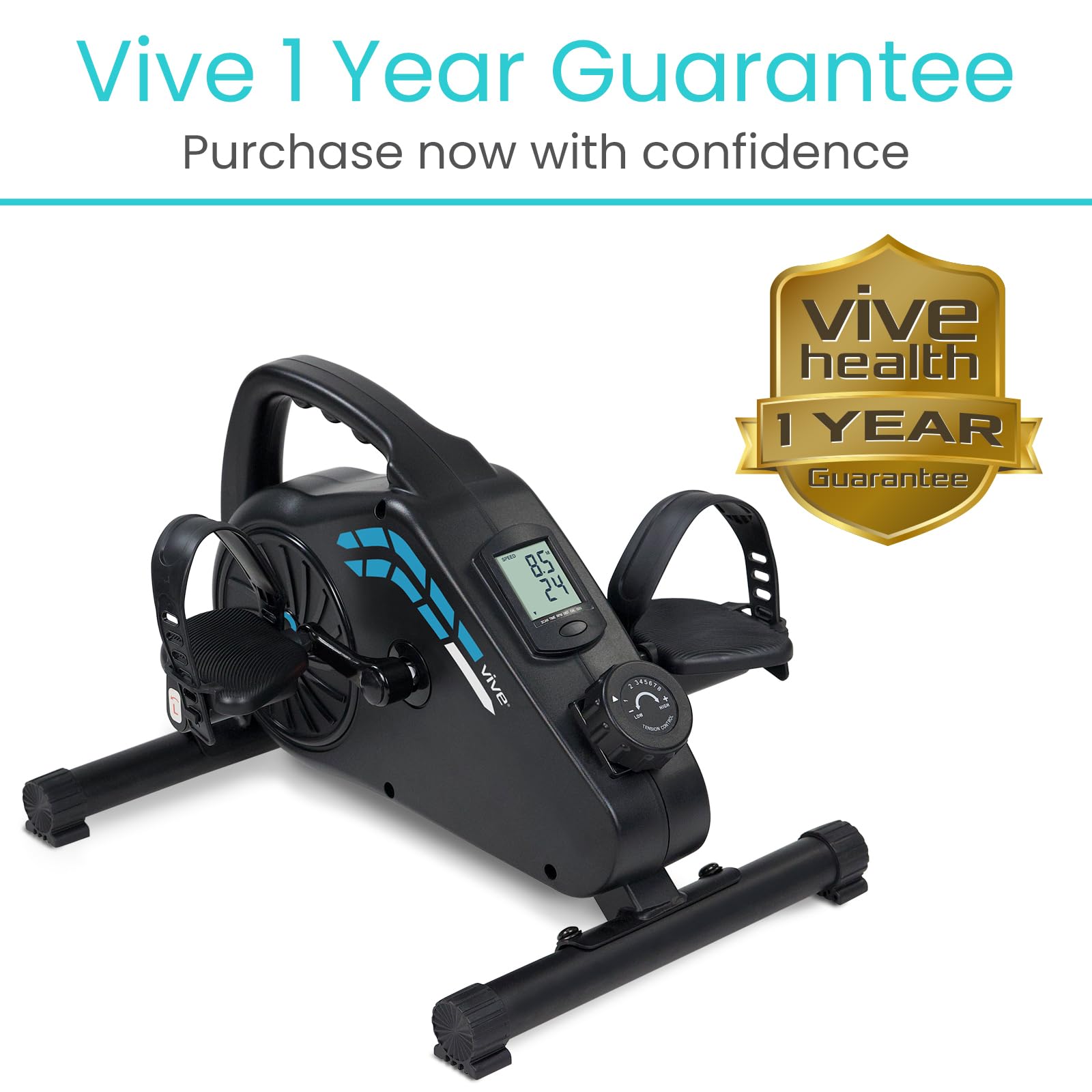 Vive Under Desk Bike - Magnetic Pedal Exerciser for Home & Office - Quiet Stationary Cycling Bike for Seated Arm & Leg Exercise - Perfect for Work from Home, Office Workouts & Physical Therapy