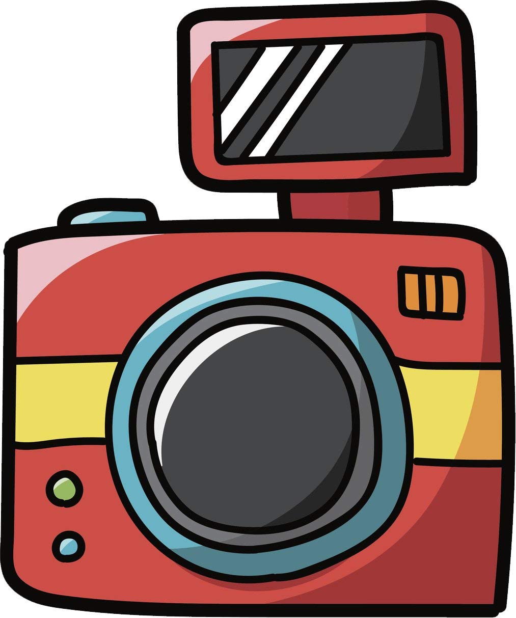 Vintage Orange Camera Cartoon Magnetic Bumper Sticker - Retro Vinyl Magnet (12