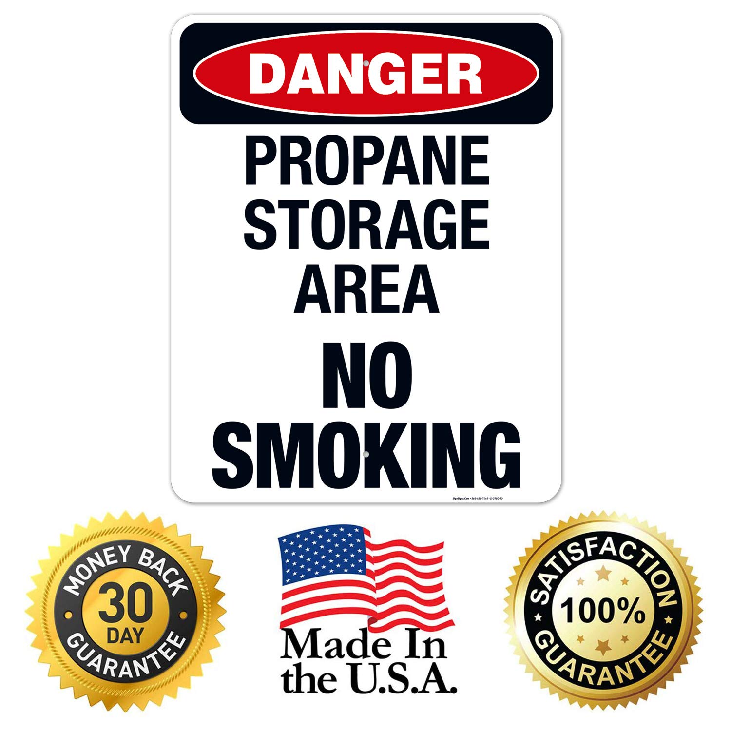 OSHA Approved Propane Storage No Smoking Danger Sign - 24x30 Inches, Rust-Free .063 Aluminum, Fade Resistant for Indoor/Outdoor Use - Made in USA - Ideal for Gas Stations, Warehouses & Industrial Safety Areas