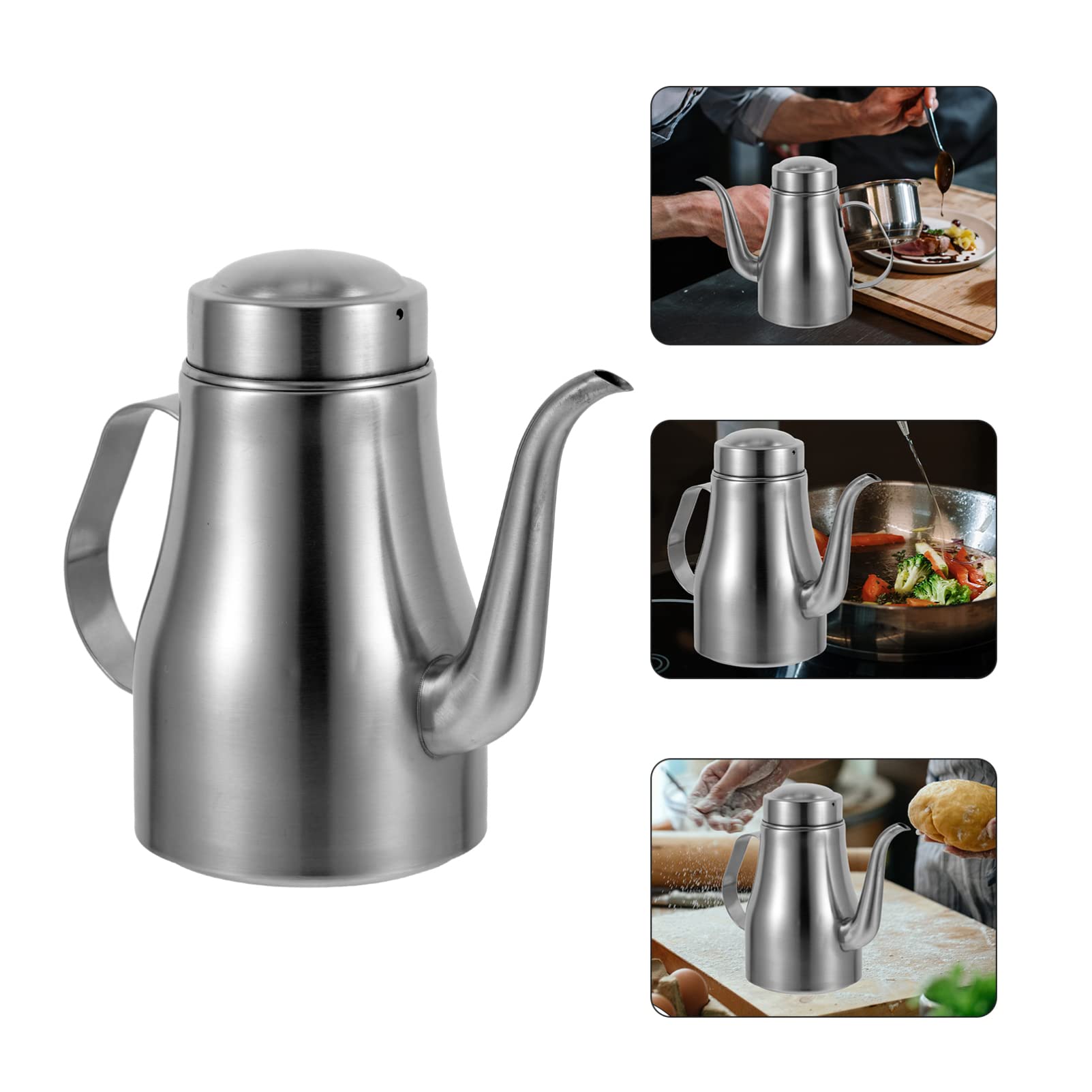 CALLARON Stainless Steel Oil Dispenser Bottle - Kitchen Seasoning Container for Olive, Vegetable & Cooking Oil - Durable & Portable Metal Oil Bottle for Home, Restaurant & Outdoor Cooking