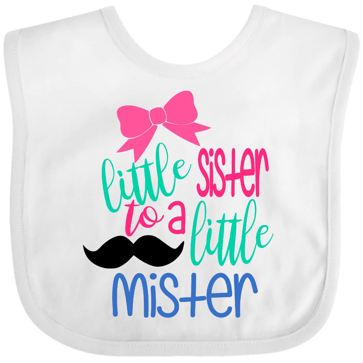Inktastic Little Sister to a Little Mister Baby Bib - Adorable Sibling Gift for Newborns & Infants - Perfect for Feeding, Playtime & Photo Shoots