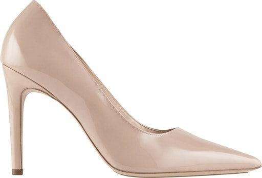 HOGL Women's Nude Patent Leather Stiletto Heels - Elegant High Heel Pumps for Office, Party & Special Occasions