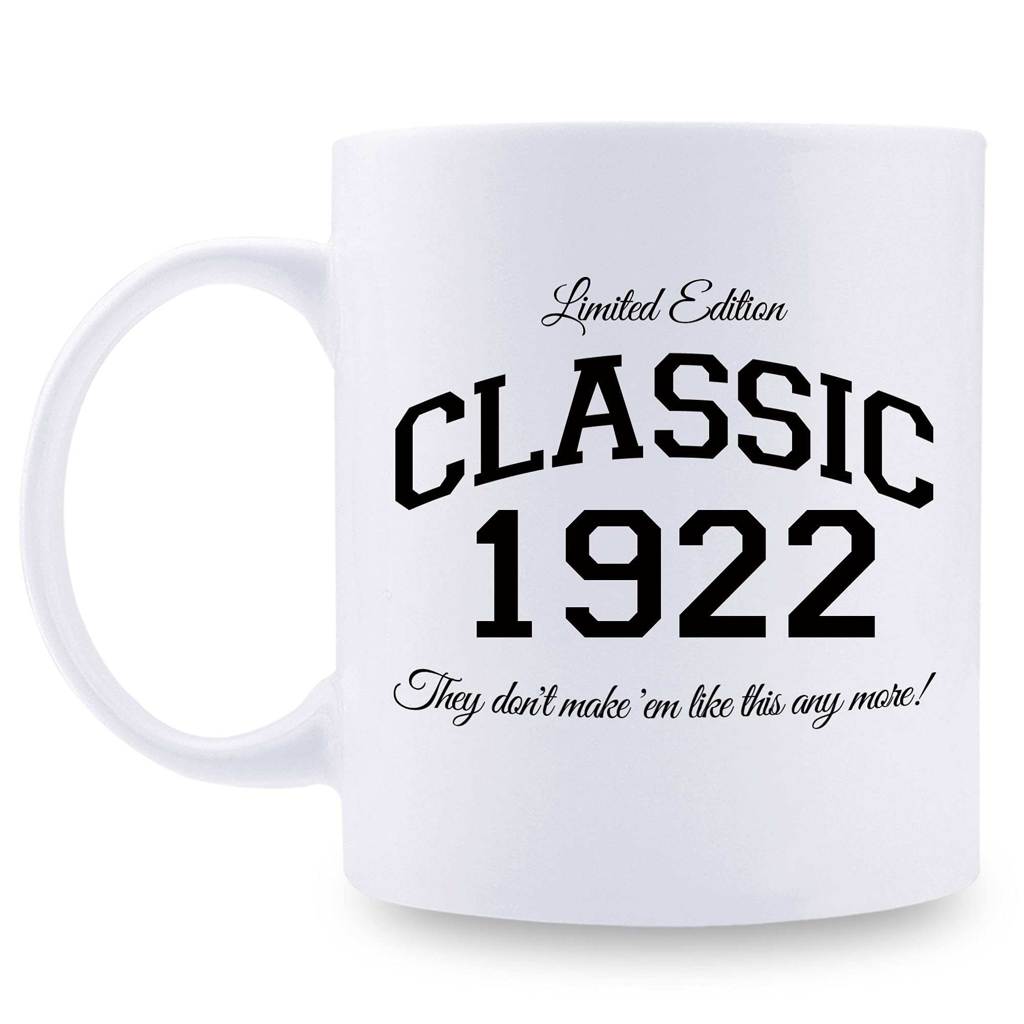 1922 Vintage Coffee Mug - Classic 'They Don't Make 'Em Like This Anymore' 11oz Ceramic Cup - Unique Birthday Gift for Women, Men, Grandma, Grandpa, Mom, Dad - Perfect for Coffee Lovers & Nostalgic Home Decor