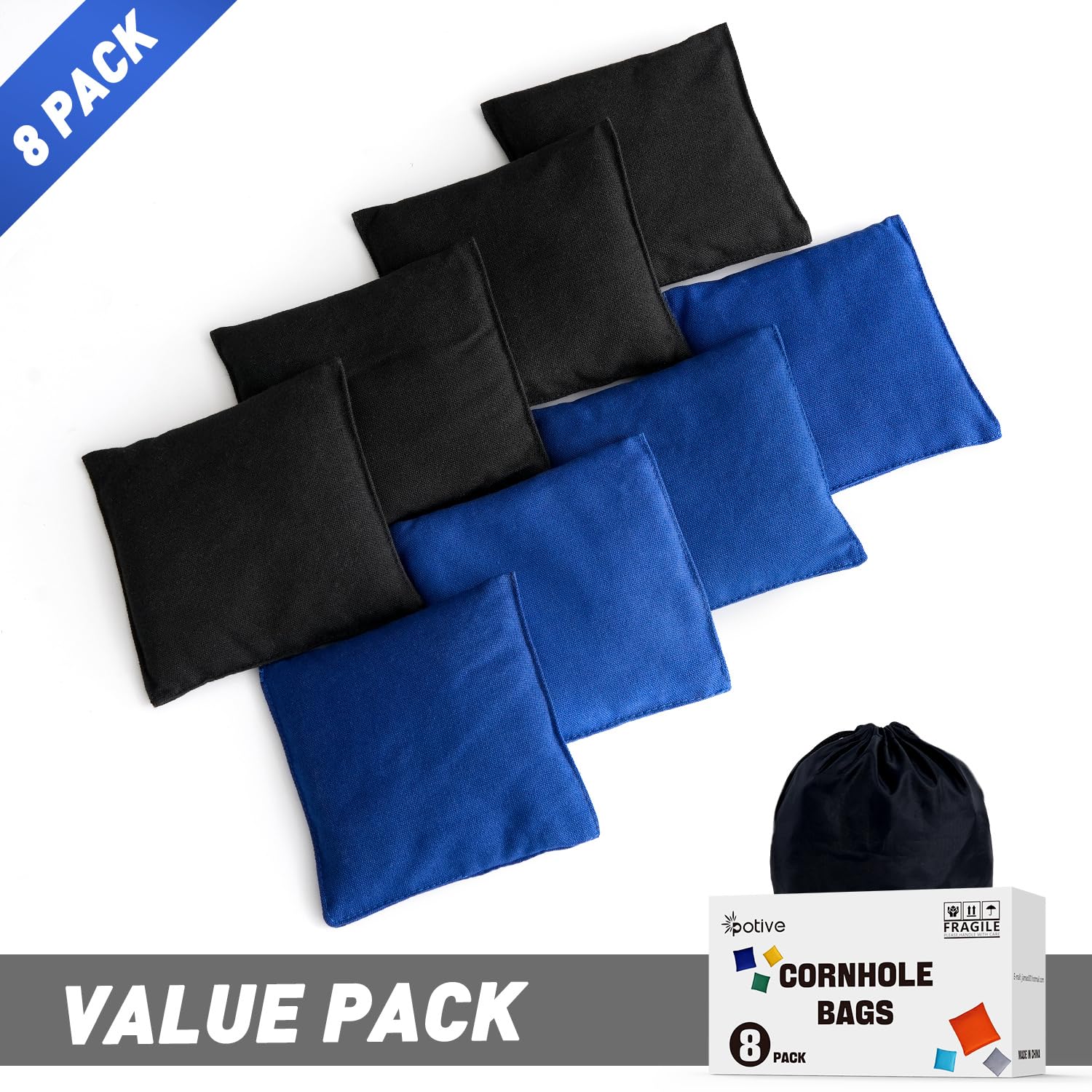 Professional Regulation Cornhole Bags Set of 8 - Weather Resistant Bean Bags for Cornhole Game with Free Tote Bag | Perfect for Backyard Parties, Tailgating & Outdoor Events