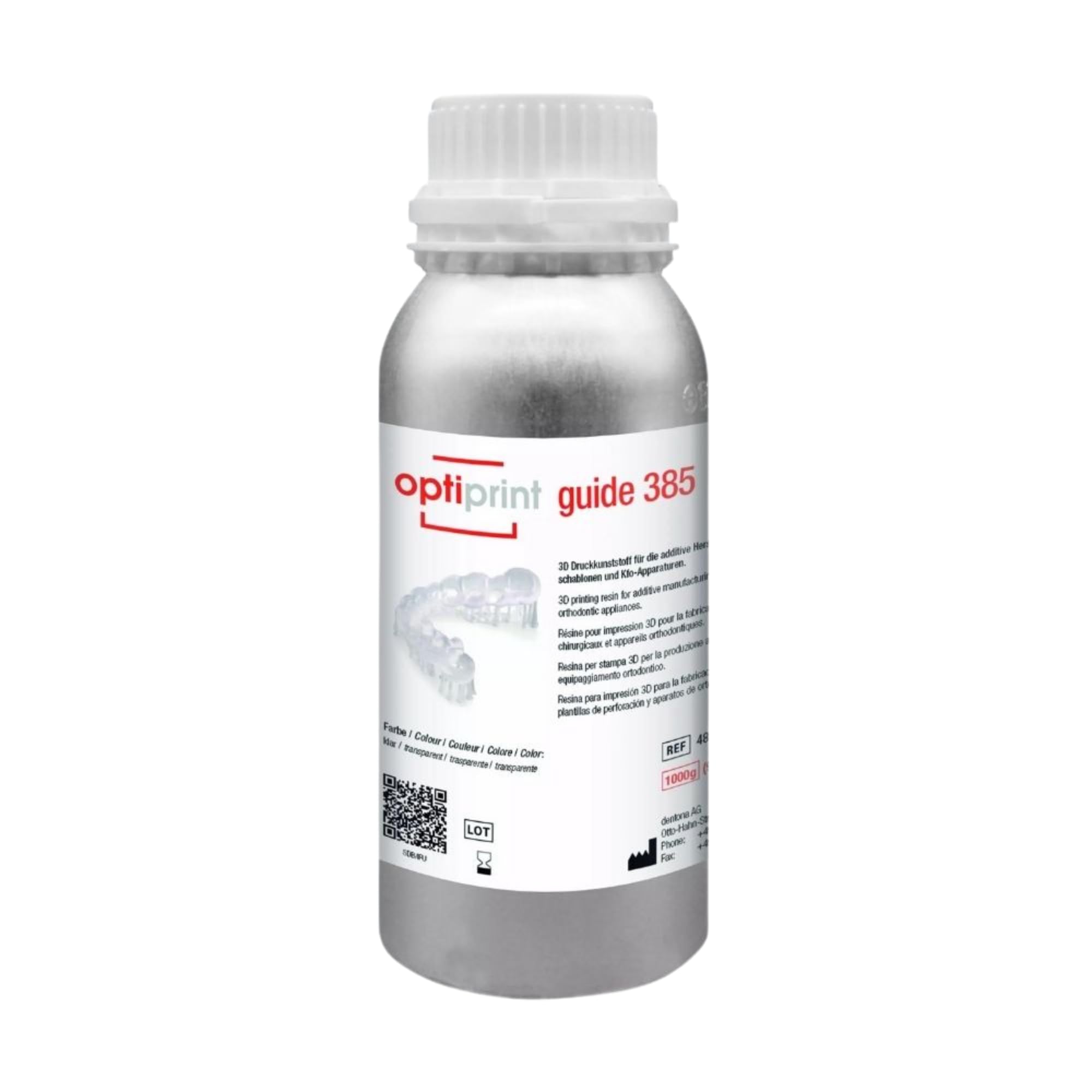 Optiprint Guide 385 Clear Transparent 3D Printer Resin - 910ml for High-Precision Printing | Ideal for Miniatures, Jewelry & Prototyping