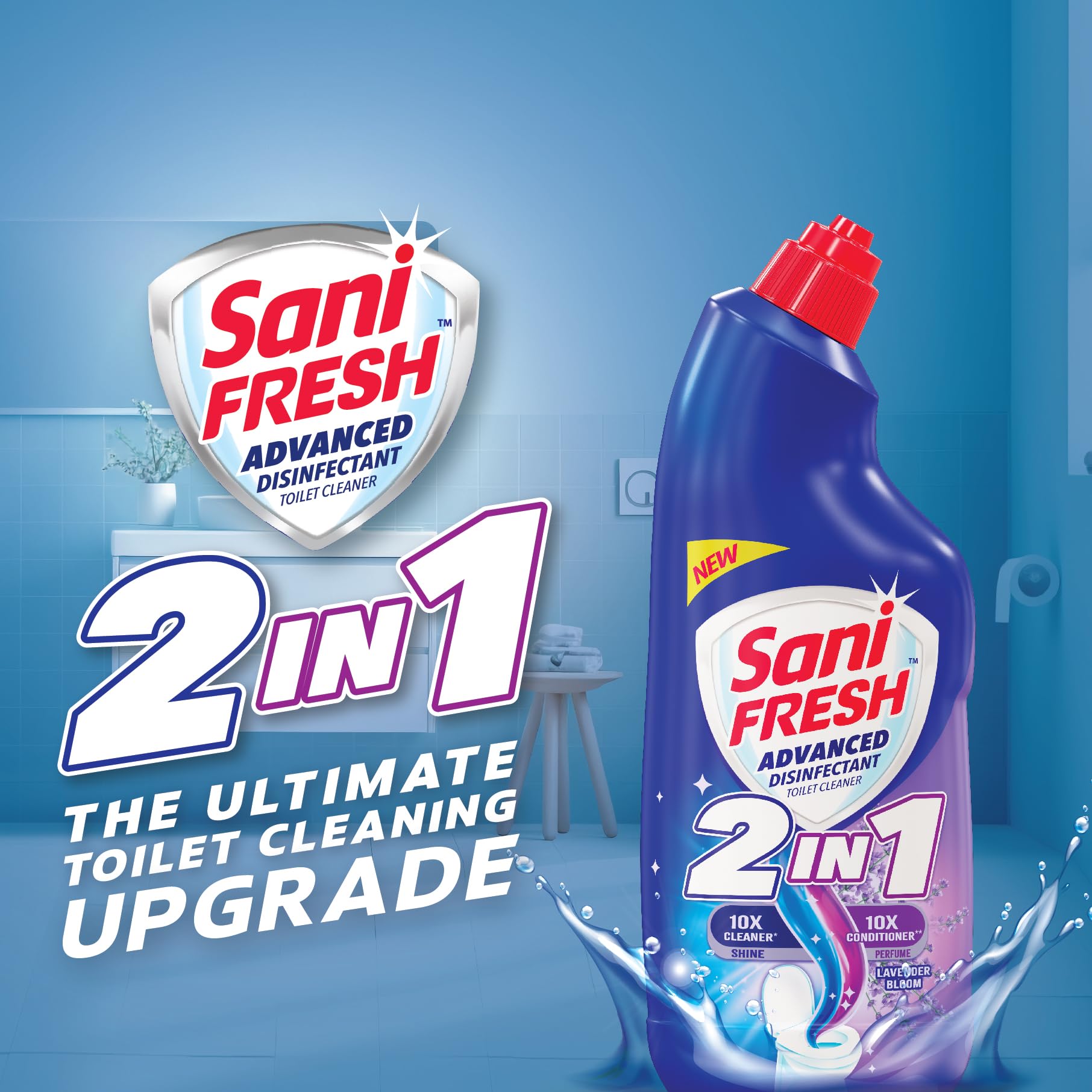 Sanifresh 2-in-1 Toilet Cleaner & Conditioner (1L Bottle) - 10X Cleaning Power & Long-Lasting Shine | Eliminates Odors & Leaves Fresh Fragrance | Perfect for Bathrooms, Toilets & Household Cleaning