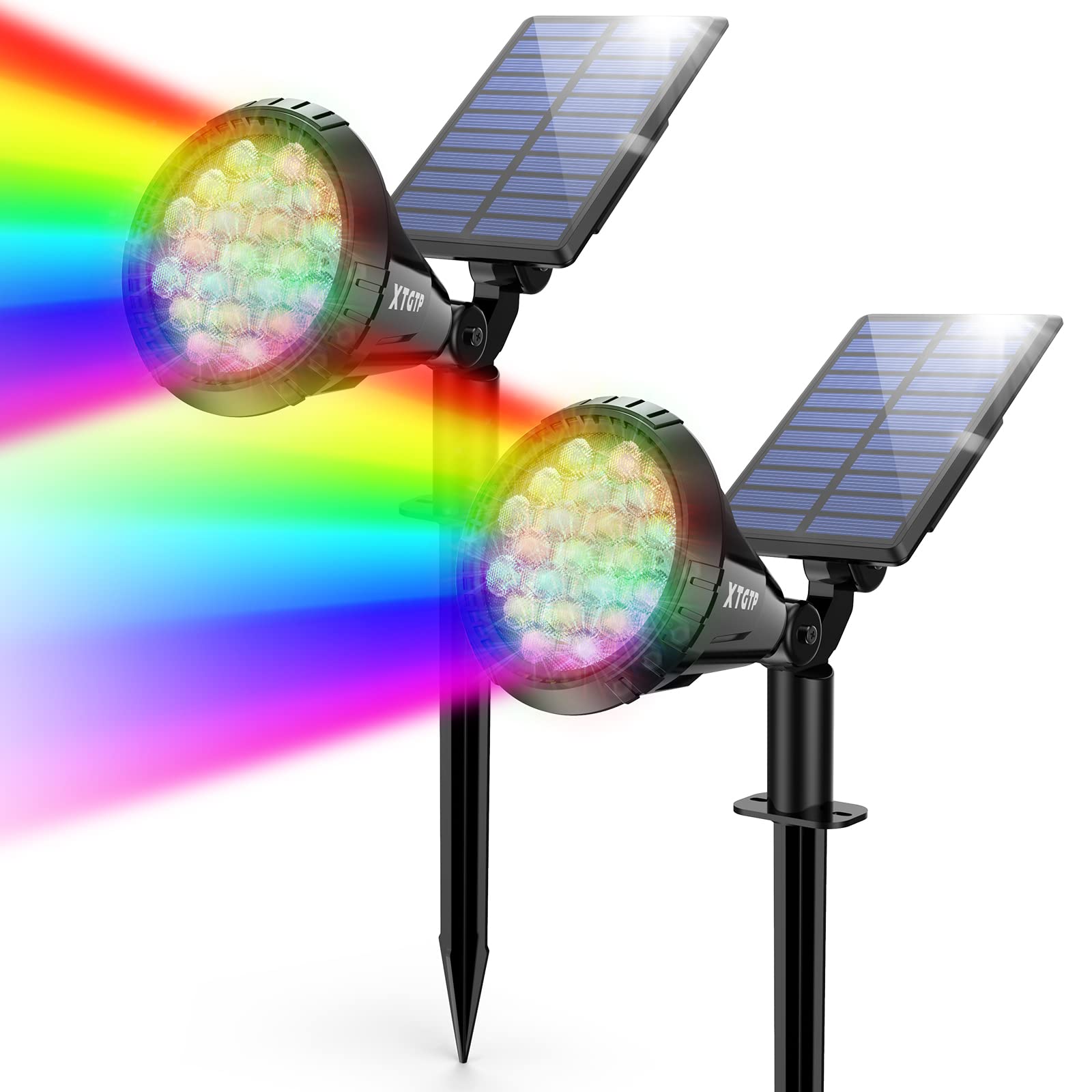 21 LED Solar Color Spot Lights Outdoor - IP67 Waterproof RGB Multicolor Changing Solar Landscape Lights for Pathway, Garden, Pool, Patio, Tree - Auto On/Off & Energy Saving for Nighttime Decoration