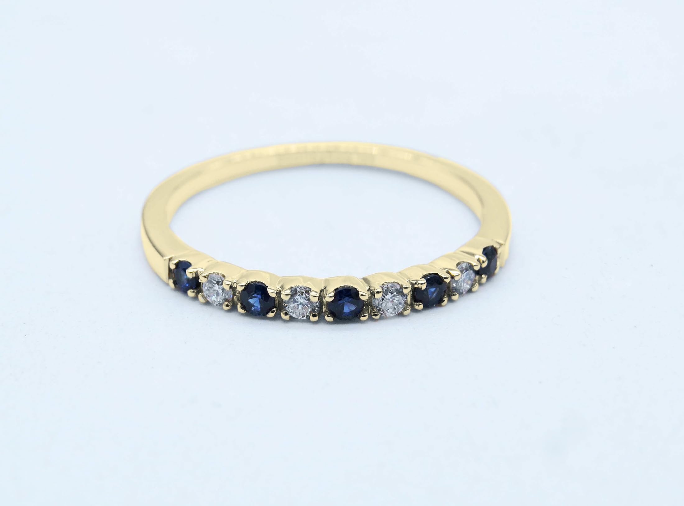 Dazzlingrock Collection 14K Solid Gold Blue Sapphire & White Diamond Stackable Wedding Ring for Women - Perfect for Bridal, Anniversary, and Everyday Elegance