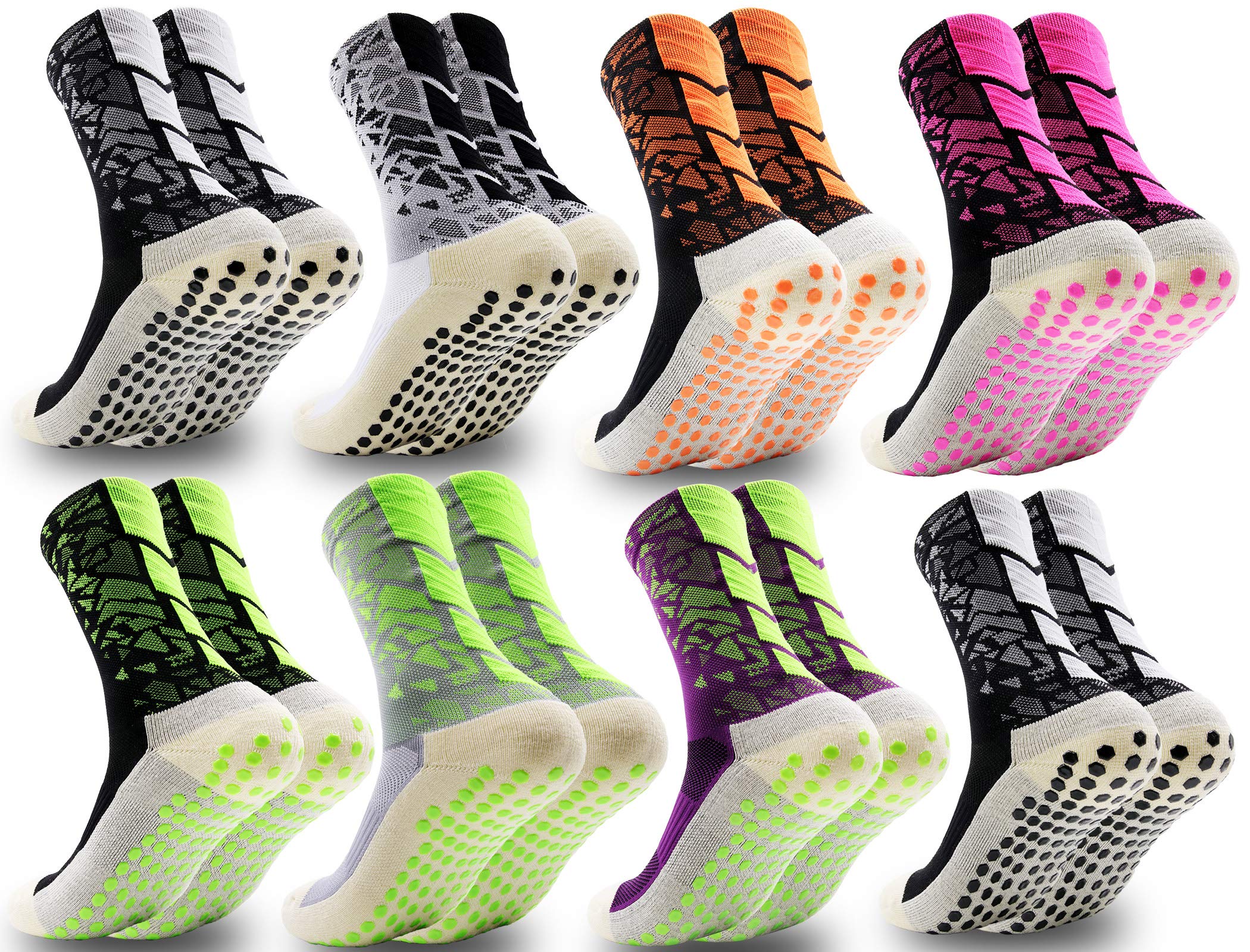 Anti-Slip Ankle Socks for Men & Women - 2/4/8 Pairs Non-Slip Sports Socks with Grip Technology for Football, Running, Yoga & Workout - Stay Secure During High-Intensity Activities