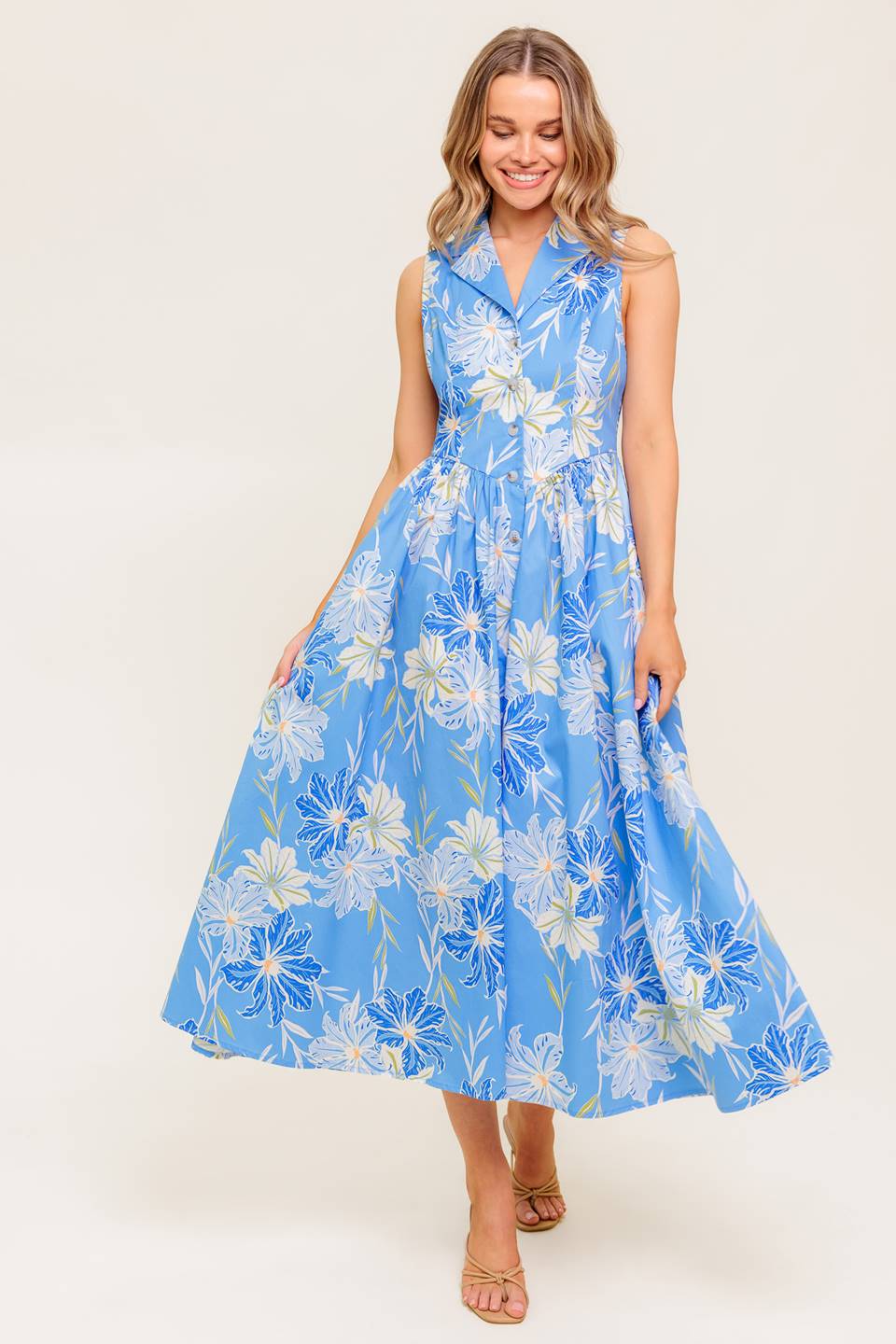BEATRICE MIDI DRESS in Powder Blue - Elegant Flowy Summer Dress for Women, Perfect for Weddings, Parties & Beach Vacations