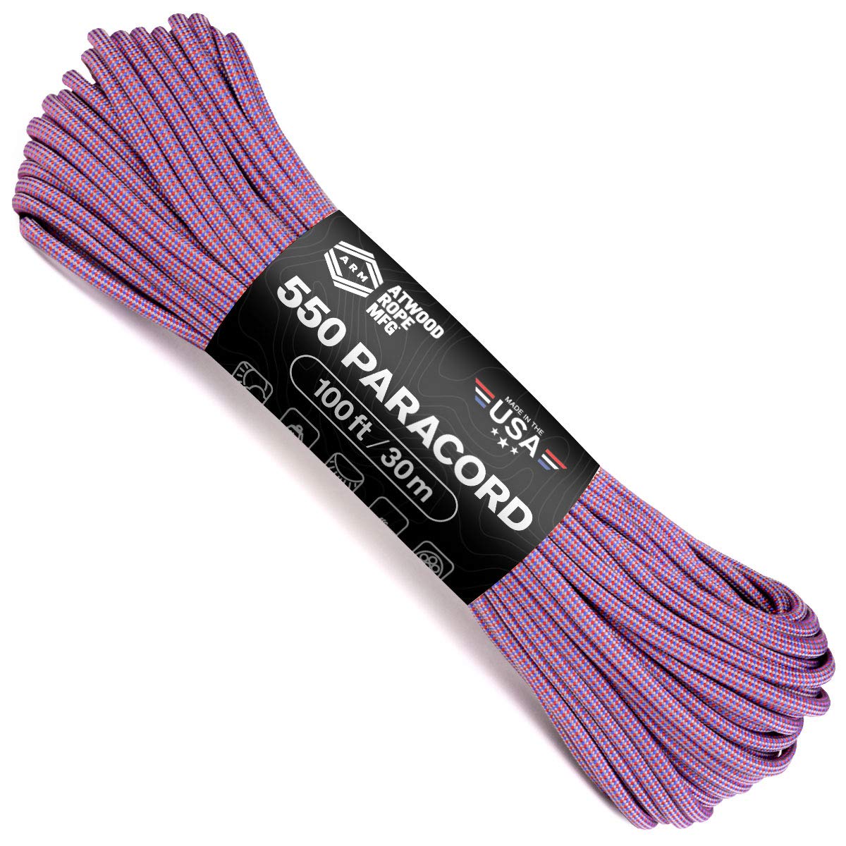 Atwood 550 Paracord 100ft - 7-Strand Nylon Survival Rope for Outdoor, Camping & DIY Crafts