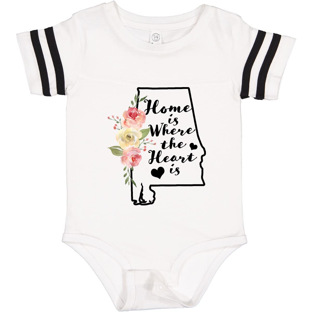 Inktastic Alabama Home is Where The Heart is Watercolor Baby Bodysuit - Soft Cotton Infant Onesie for Newborns, Boys & Girls - Perfect for Family Photos, Holidays & Everyday Wear