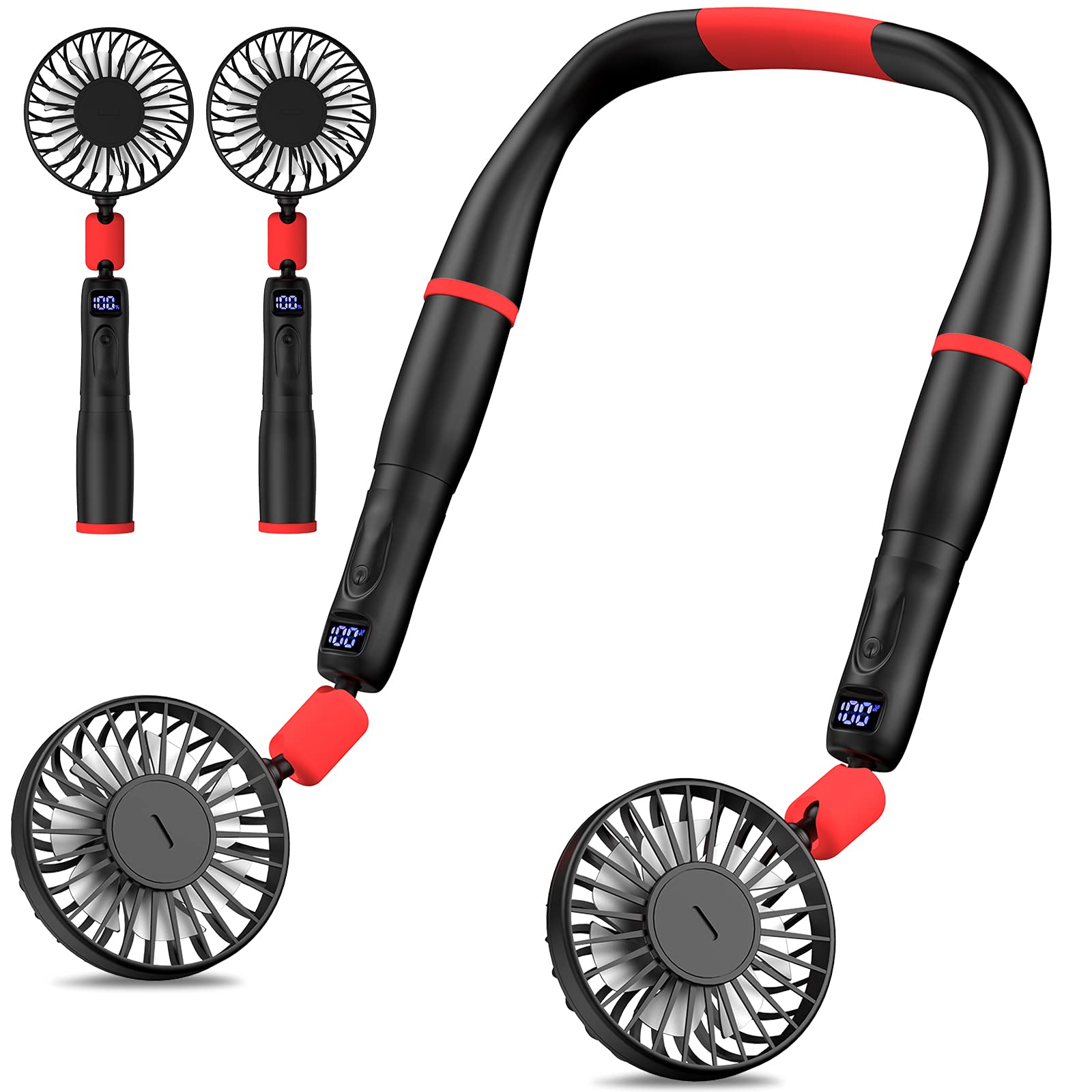 Yobenki Portable Neck Fan - 4000mAh USB Rechargeable, Hands-Free for Outdoor Sports & Travel