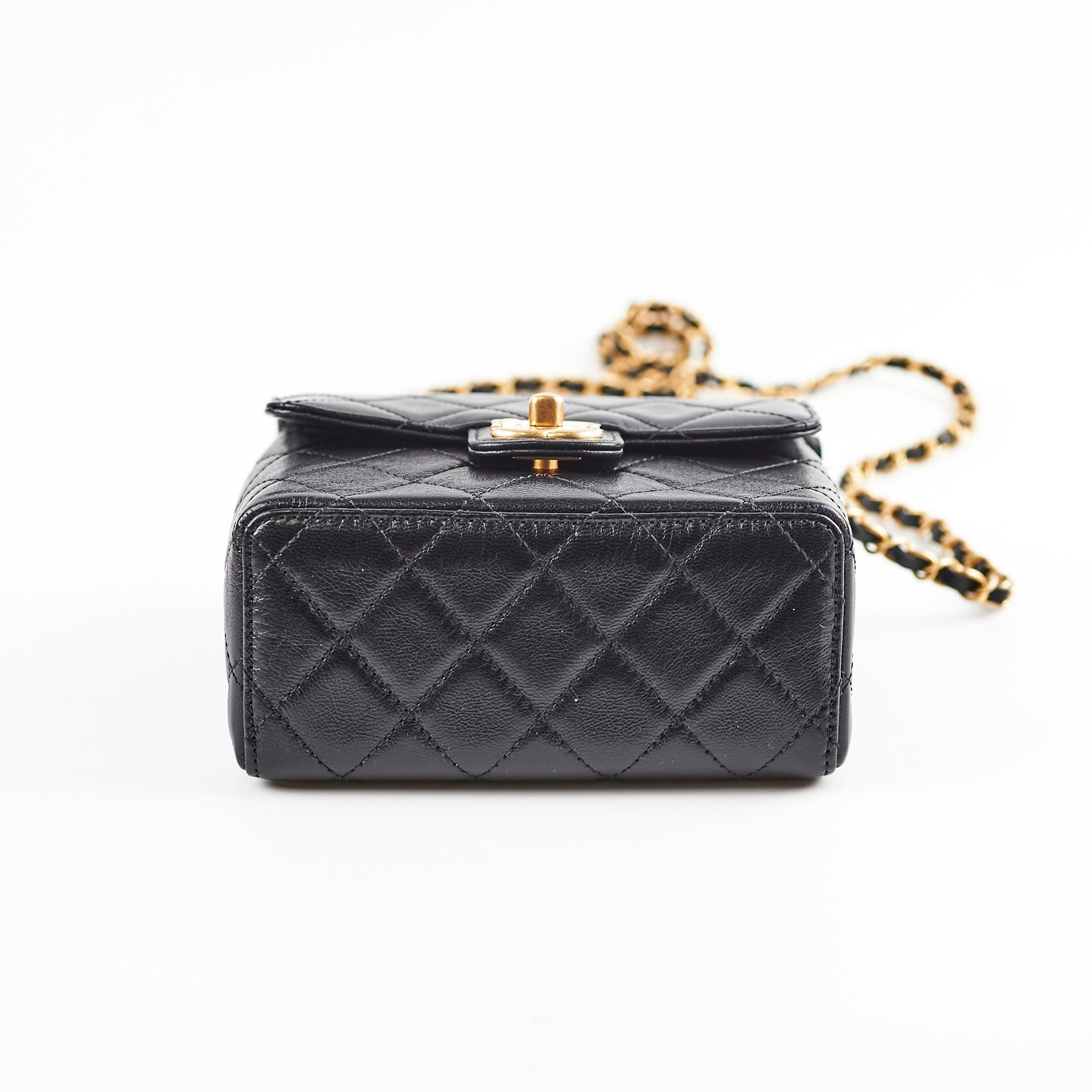 Chanel 2022 Seasonal Square Black Goat Skin Bag with Microchip - Luxury Designer Handbag for Women, Perfect for Evening Parties & Special Occasions
