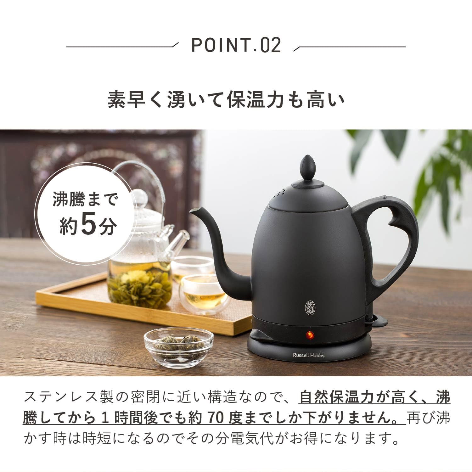 Russell Hobbs 7408JP-88 Matte Black 0.8L Electric Cafe Kettle - Fast Boiling for Coffee, Tea & Hot Drinks in Home, Office or Dorm Room