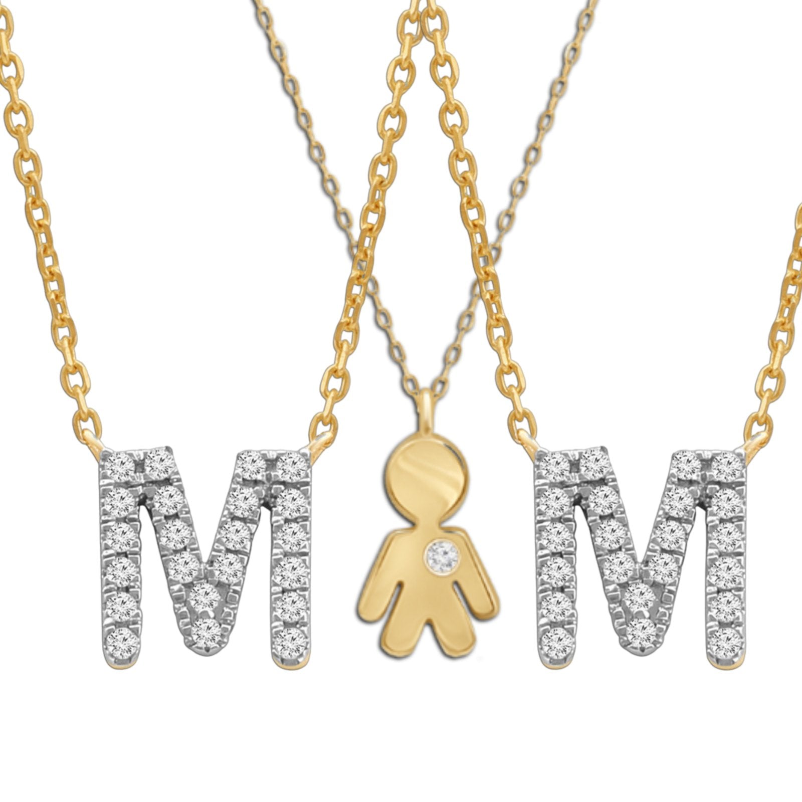 14K Yellow Gold Diamond Initial Charm Necklace - Personalized Classic Jewelry for Women | Perfect Gift for Birthday, Anniversary & Valentine's Day