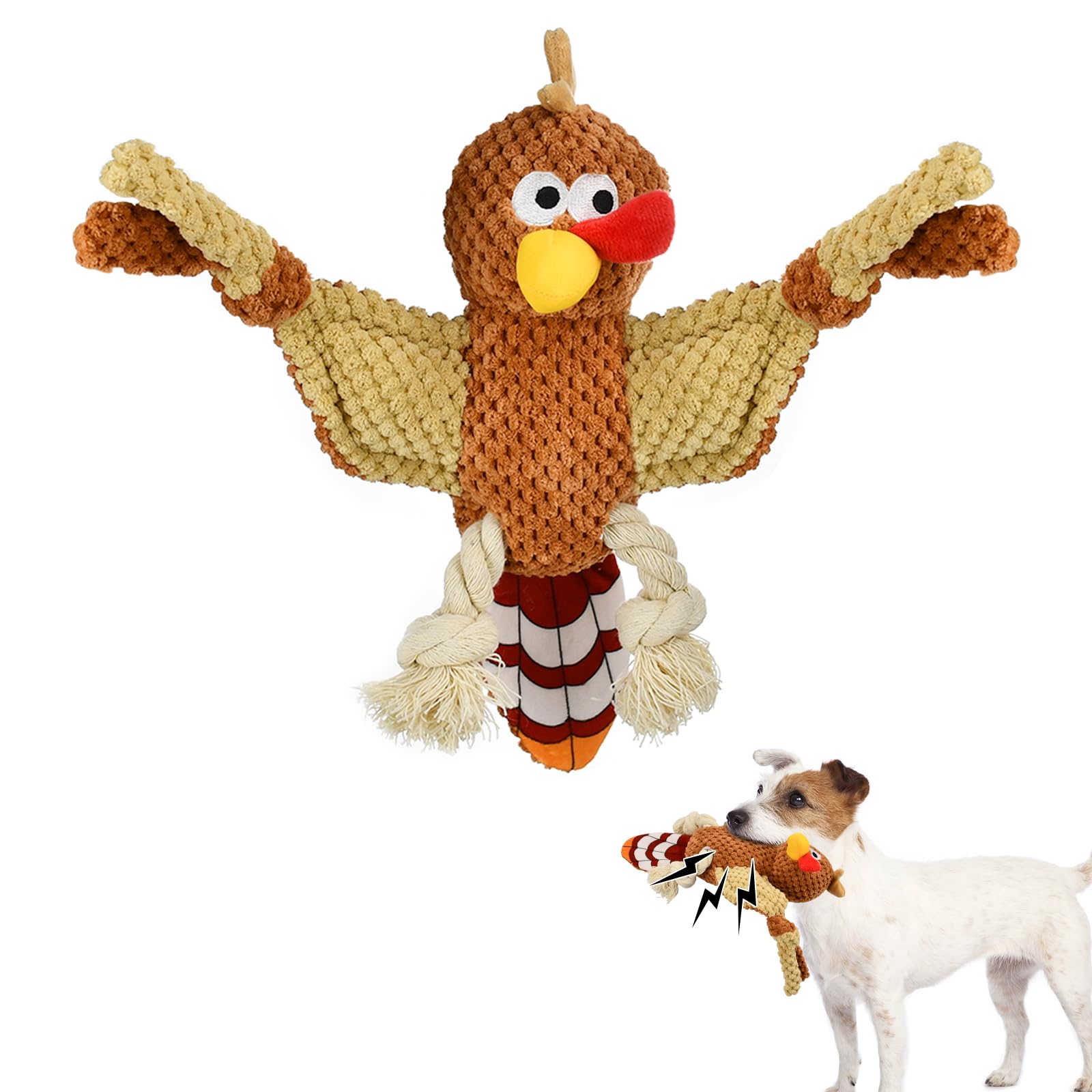 Vehomy Thanksgiving Dog Squeaky Toy - Turkey Shaped Chew Toy for Puppies, Interactive Tug of War & Teething Toy for Small to Medium Dogs - Durable for Aggressive Chewers - Perfect for Holiday Playtime and Training Sessions